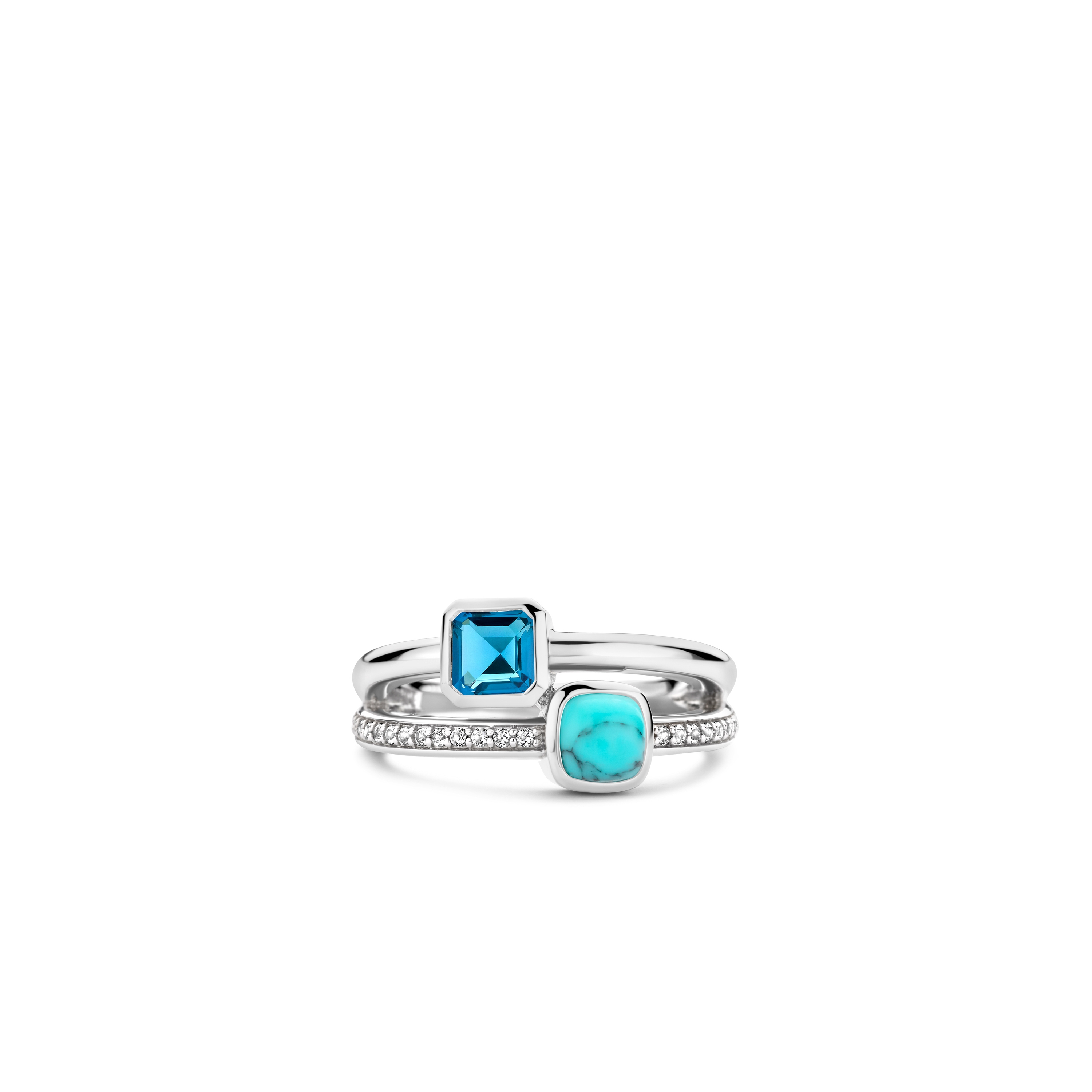 Ring van sterling zilver met zirkonia en gekleurd kristal 12326DB