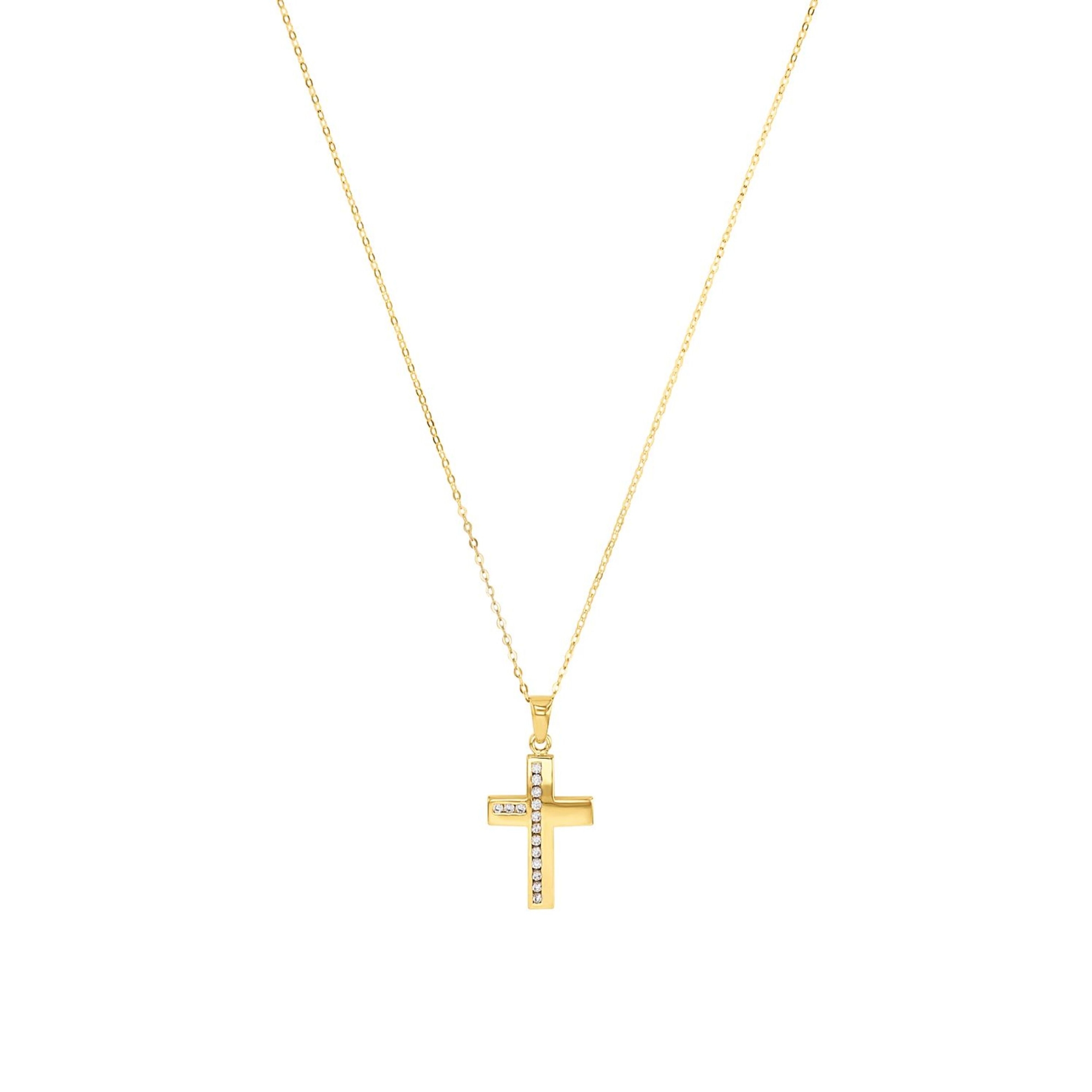Ketting gold plated Kruis met zirkonia - 2014242