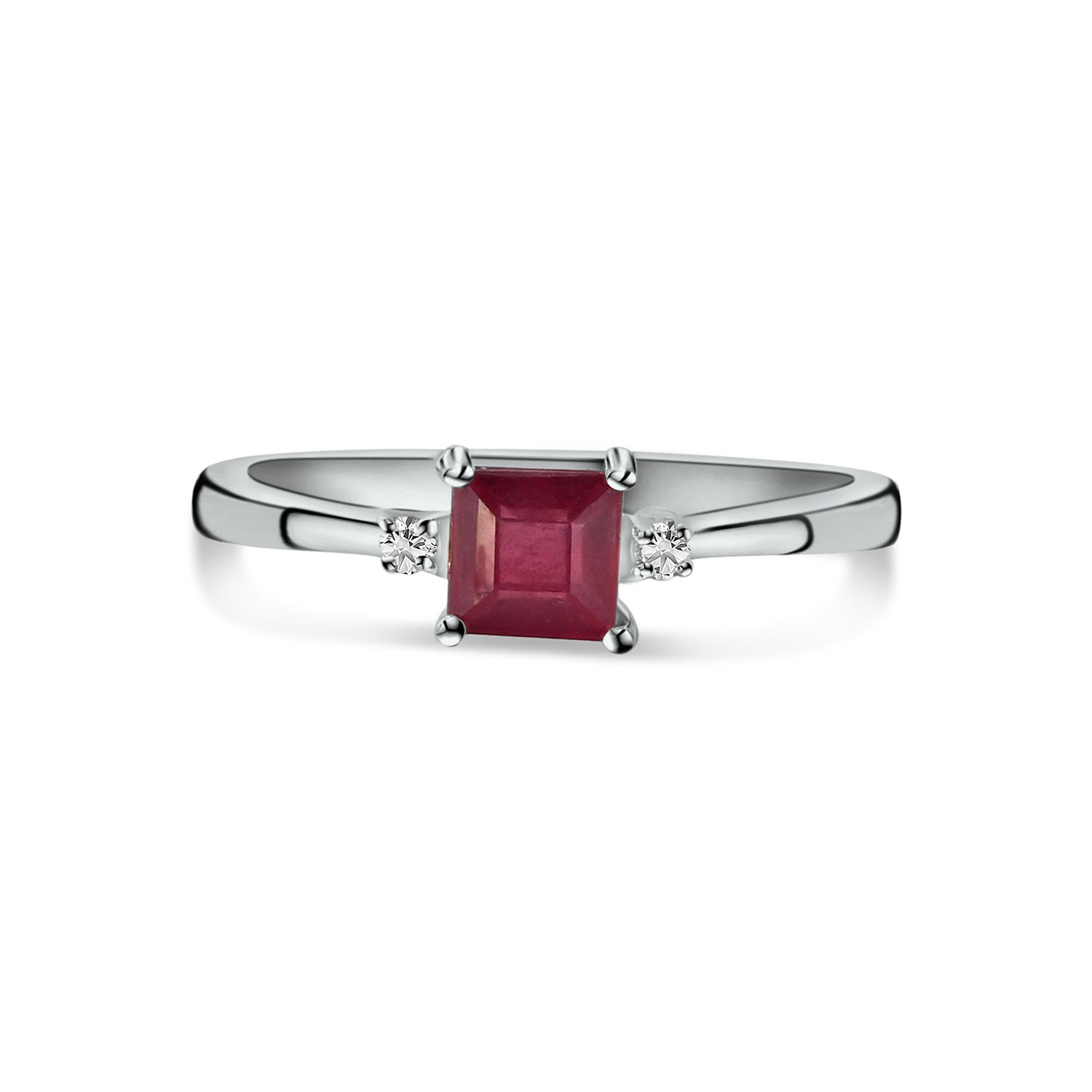 Ring met Robijn en Lab Grown Diamant - SET638-R