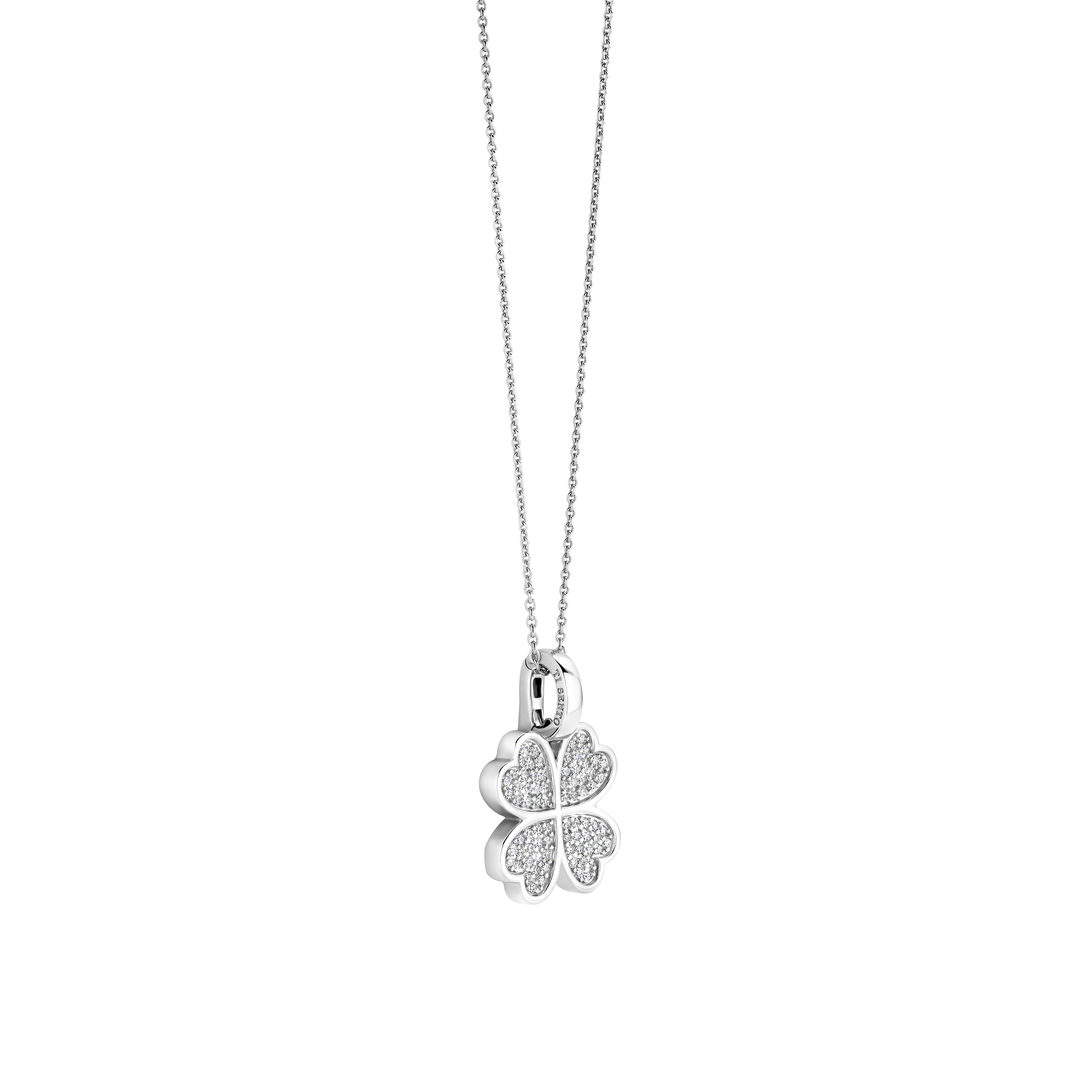 Ketting sterling zilver met Klaver hanger - 6856ZI