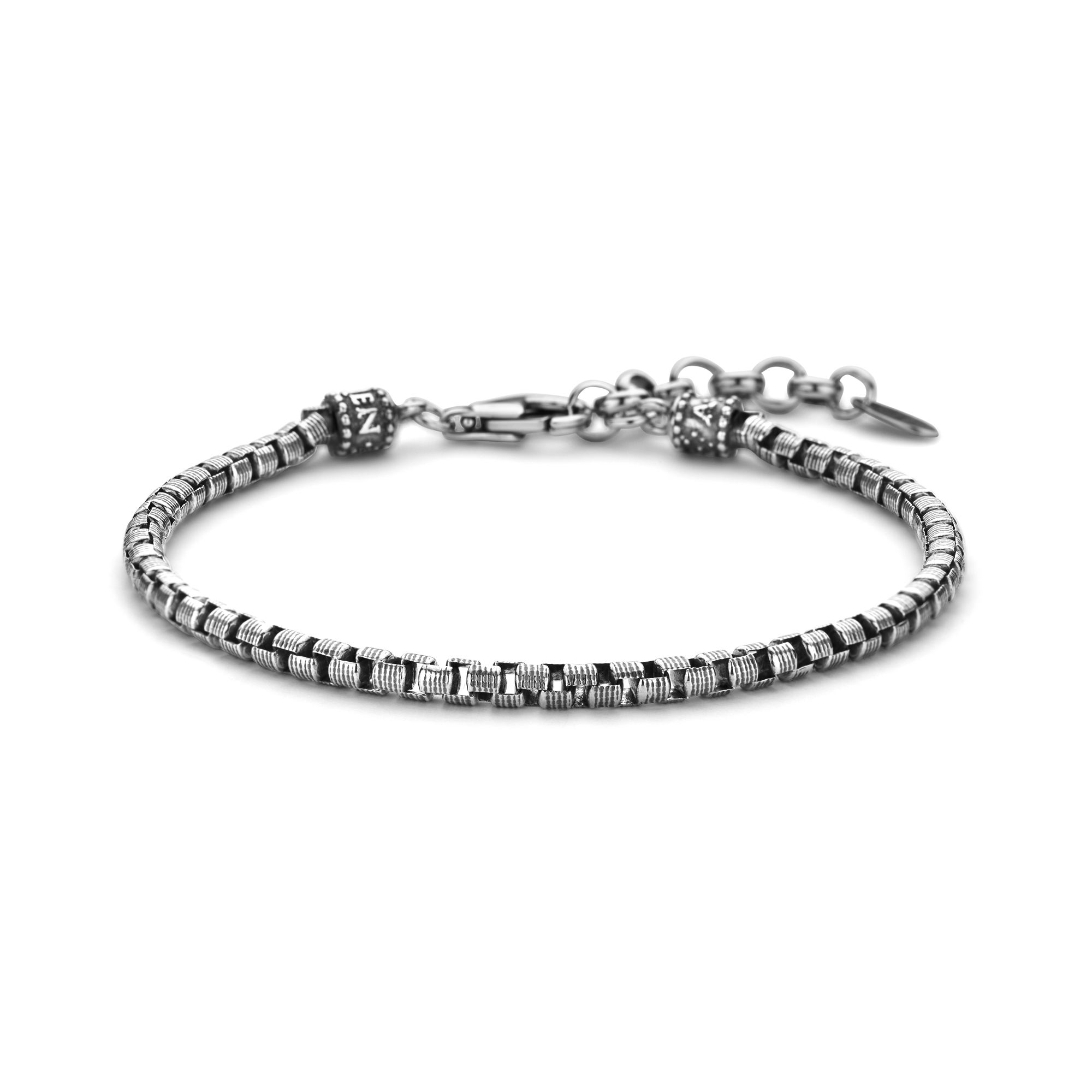 Zilveren heren Burnished Box Chain armband BRUCA103B