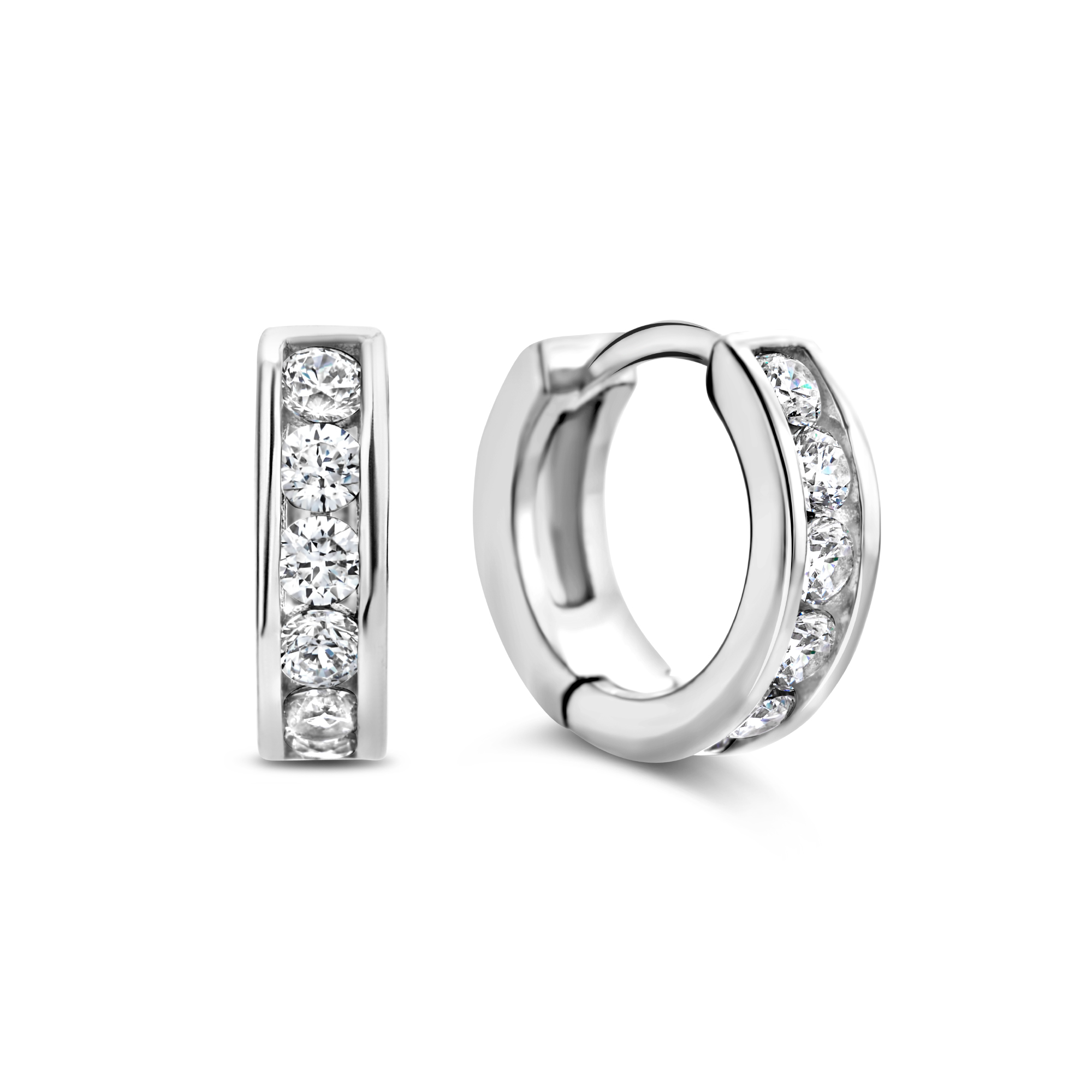 Oorringen van sterling zilver met zirkonia 13 mm SGE18129