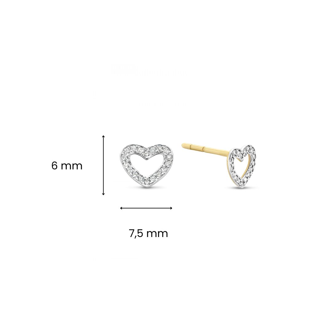 Geelgouden oorknoppen met zirkonia in hartvorm E137-E01-59661-Z-Y