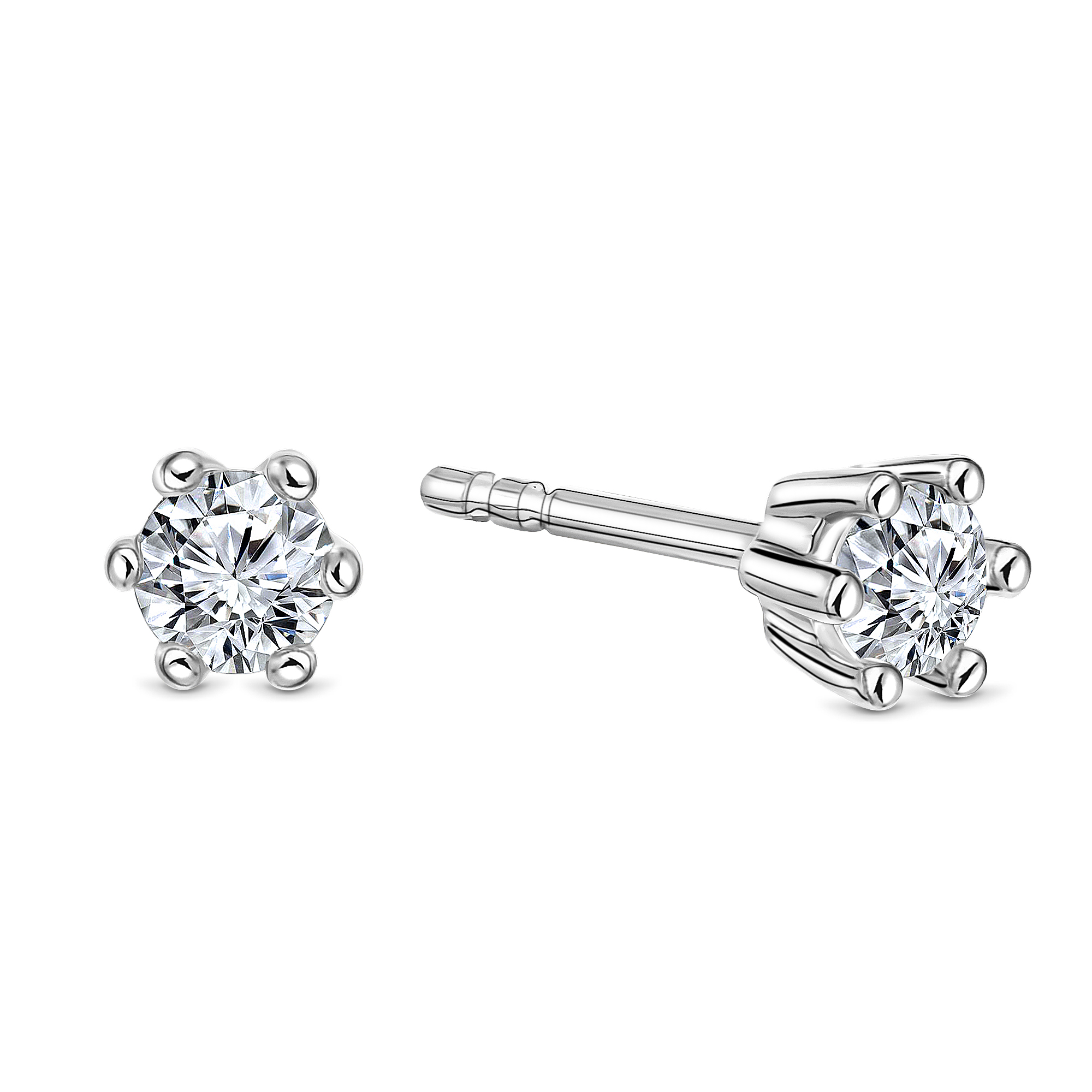 Witgouden solitair oorknoppen met diamant W543-015-G2