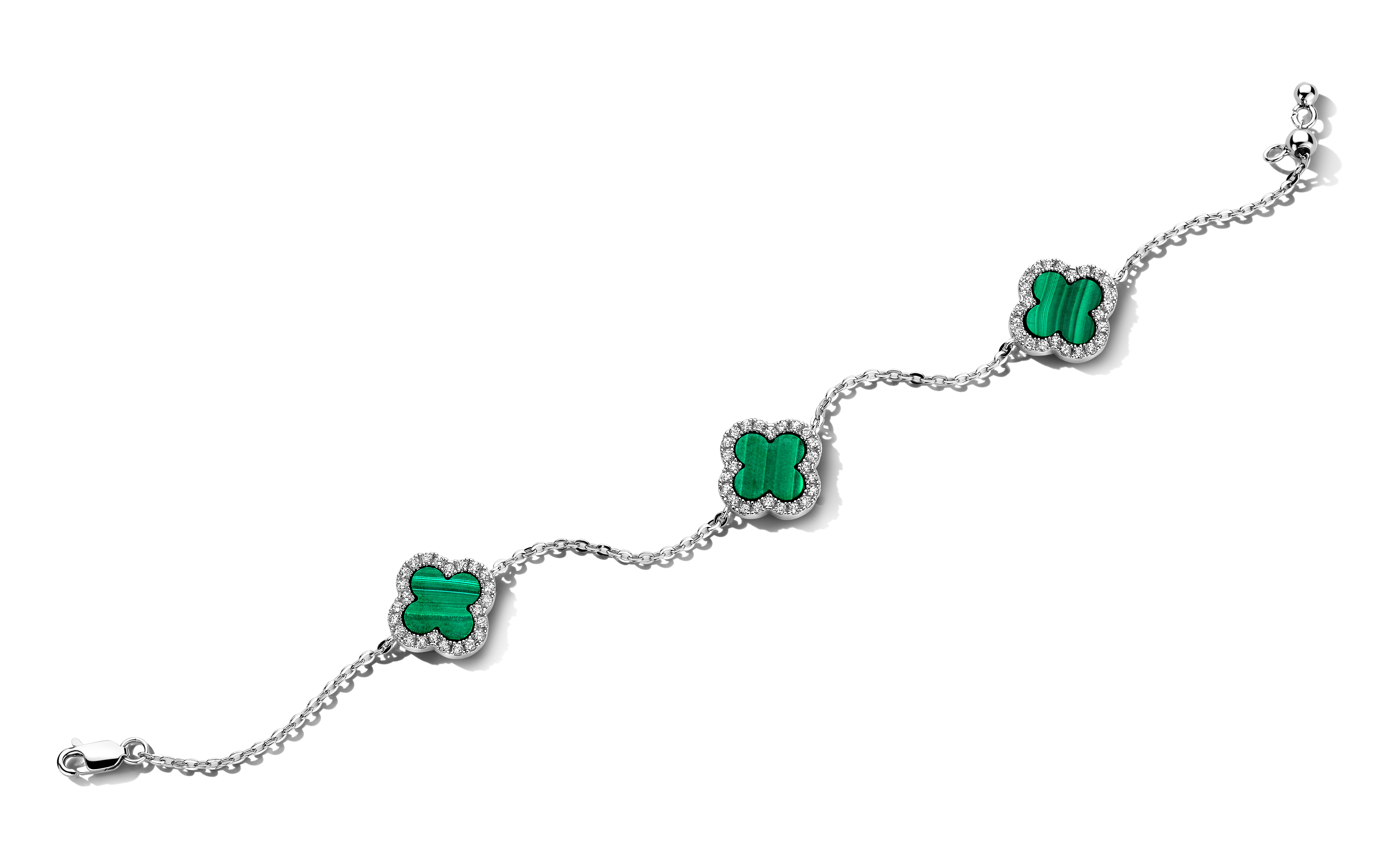 Armband 3 Klavers sterling zilver met Malachiet en Topaas - SCB7672MAT