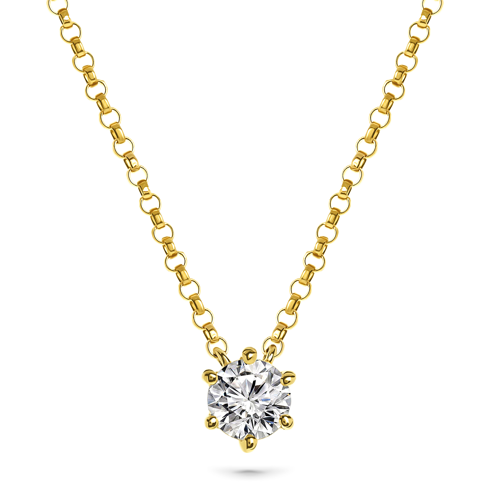 Geelgoud collier met solitair hanger SOL-Y228-025-G2