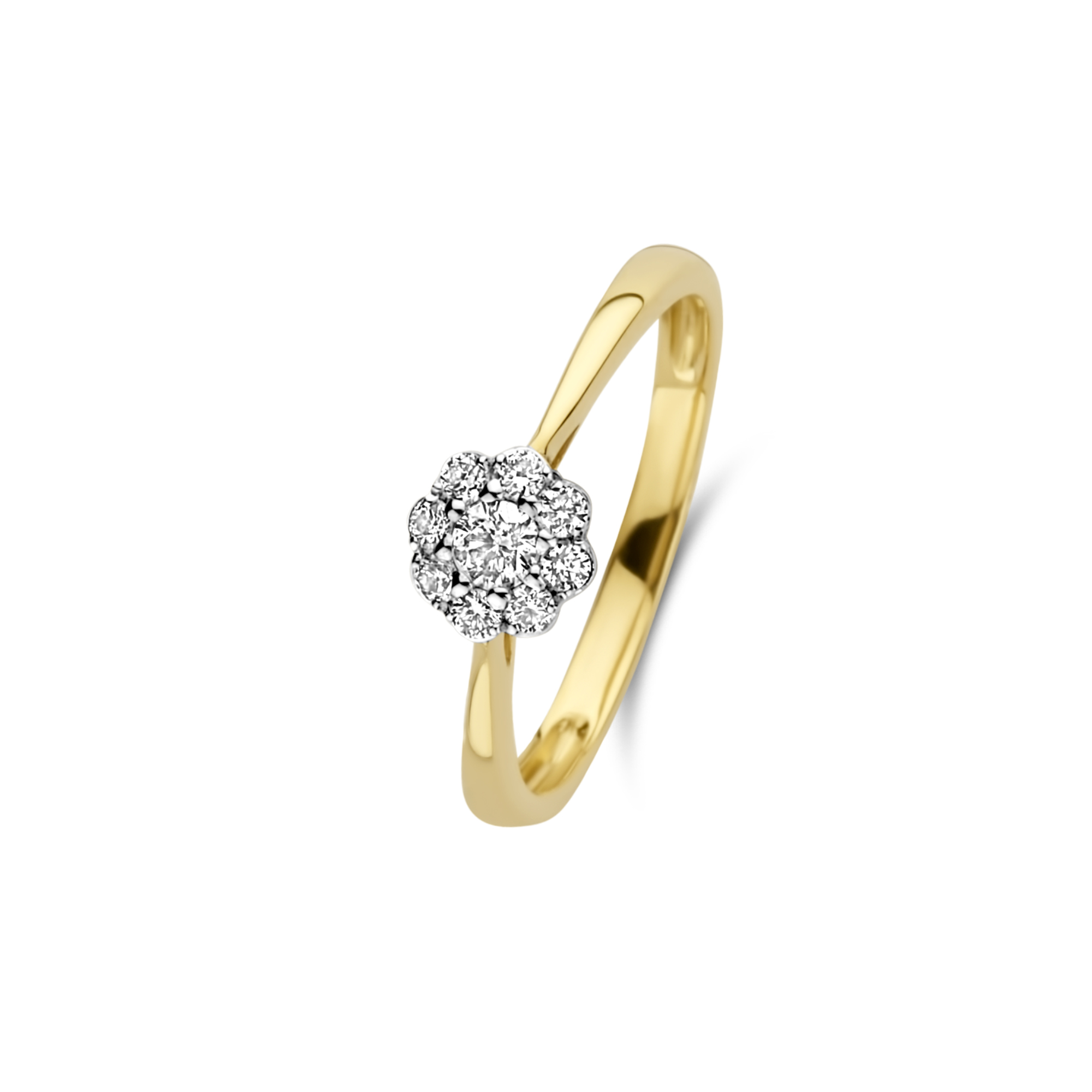 Geelgouden ring bloem met diamant R092-56961R013-Y