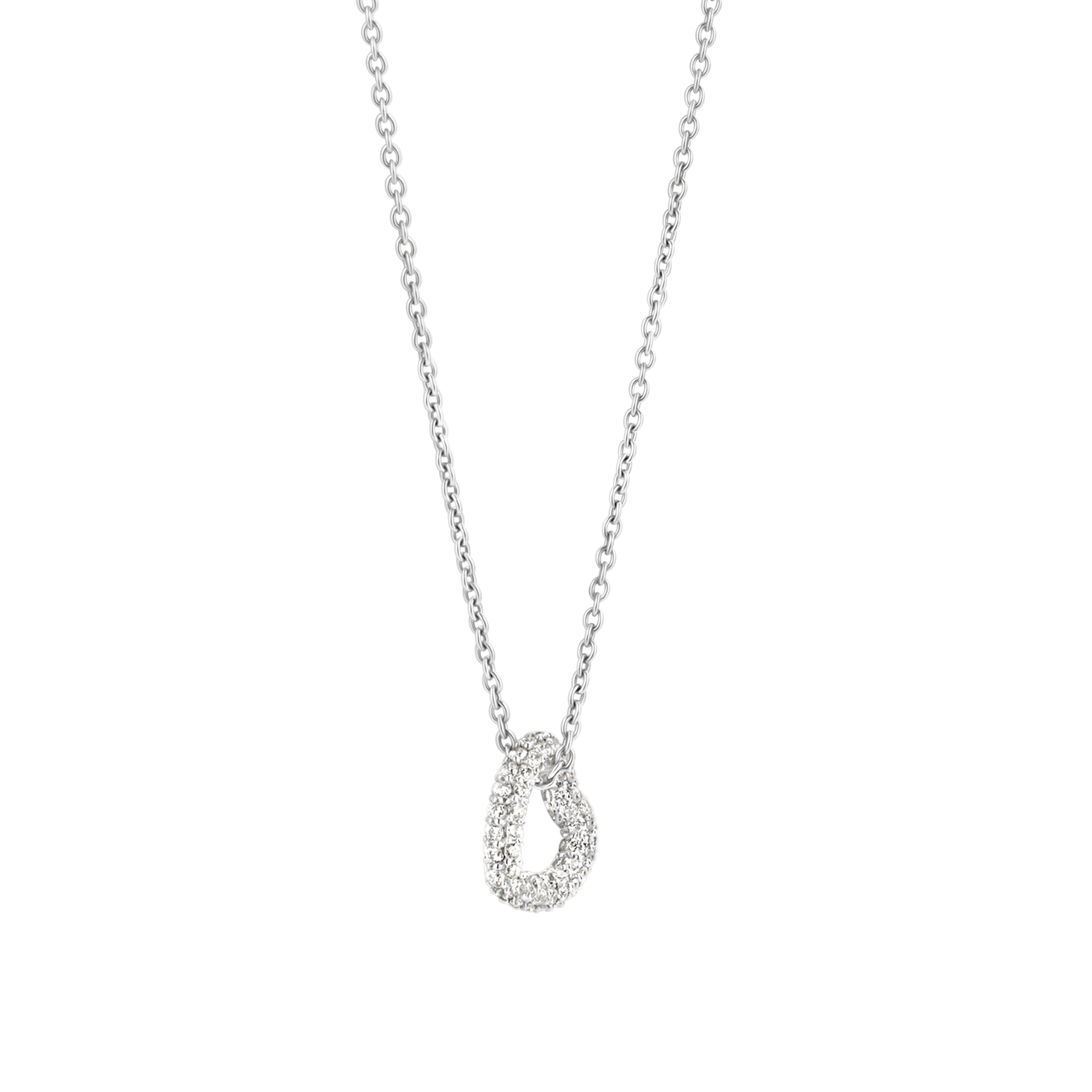Ketting van sterling zilver met zirkonia hart hanger - 34022ZI/42