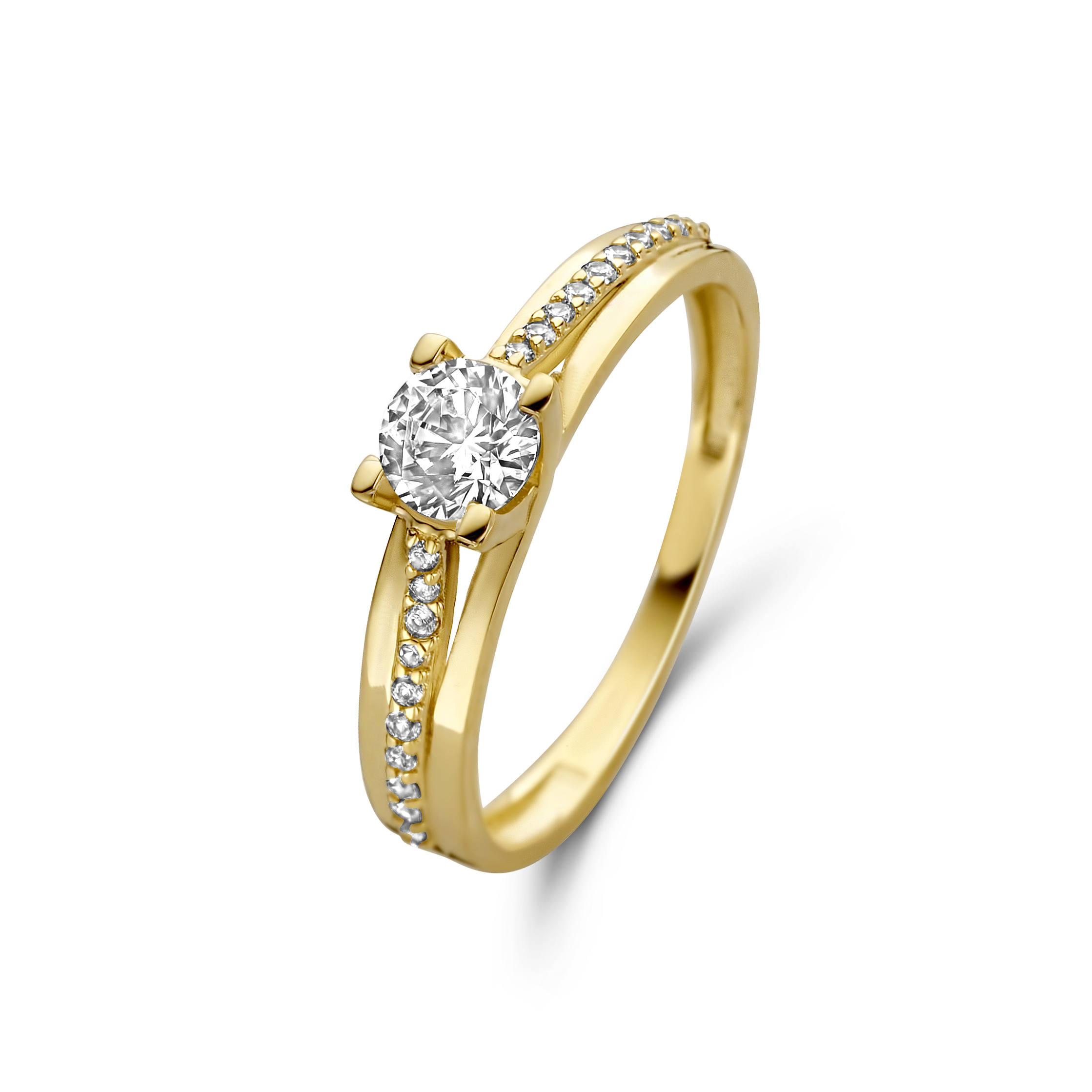 Geelgouden ring met zirkonia R122-200222-Y