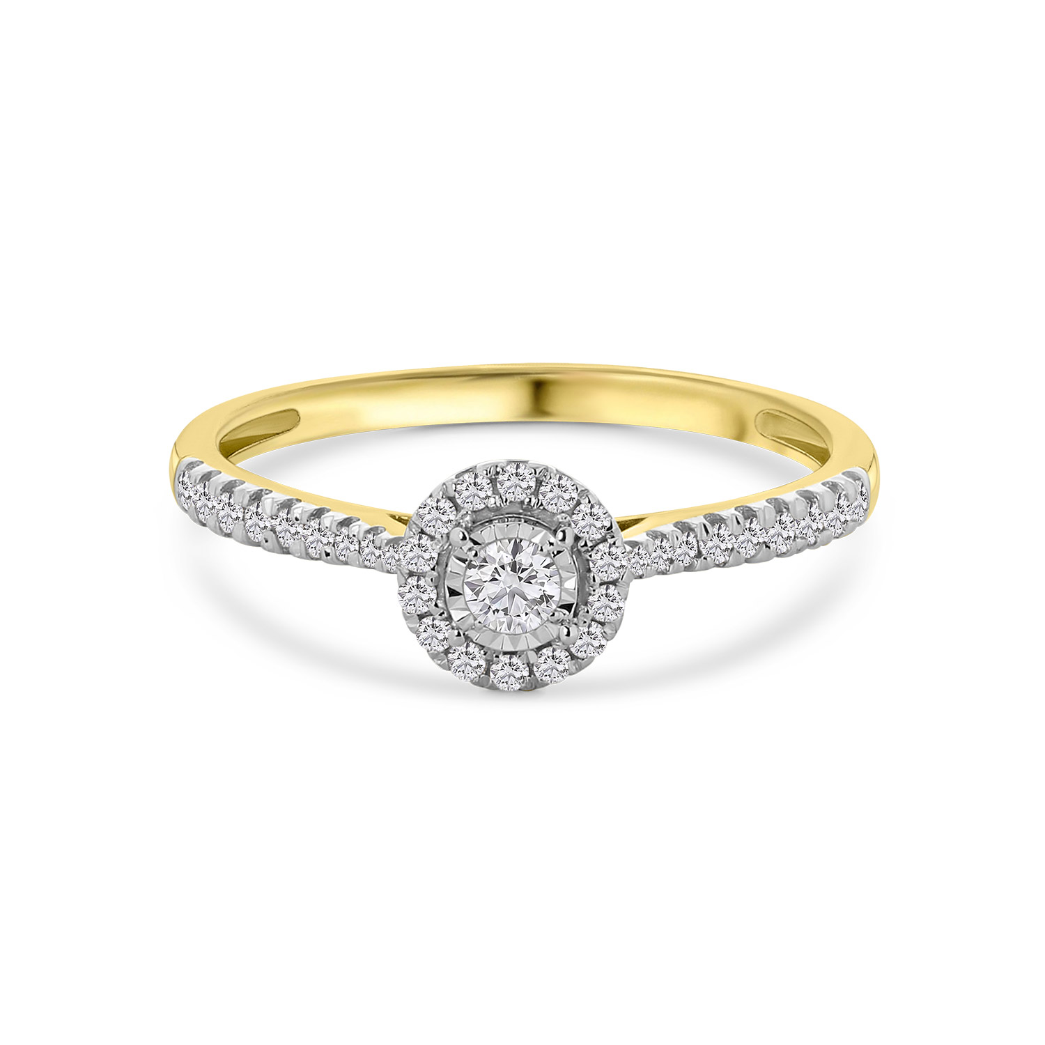 Geelgouden ring diamanten met entourage R404-R40378-W