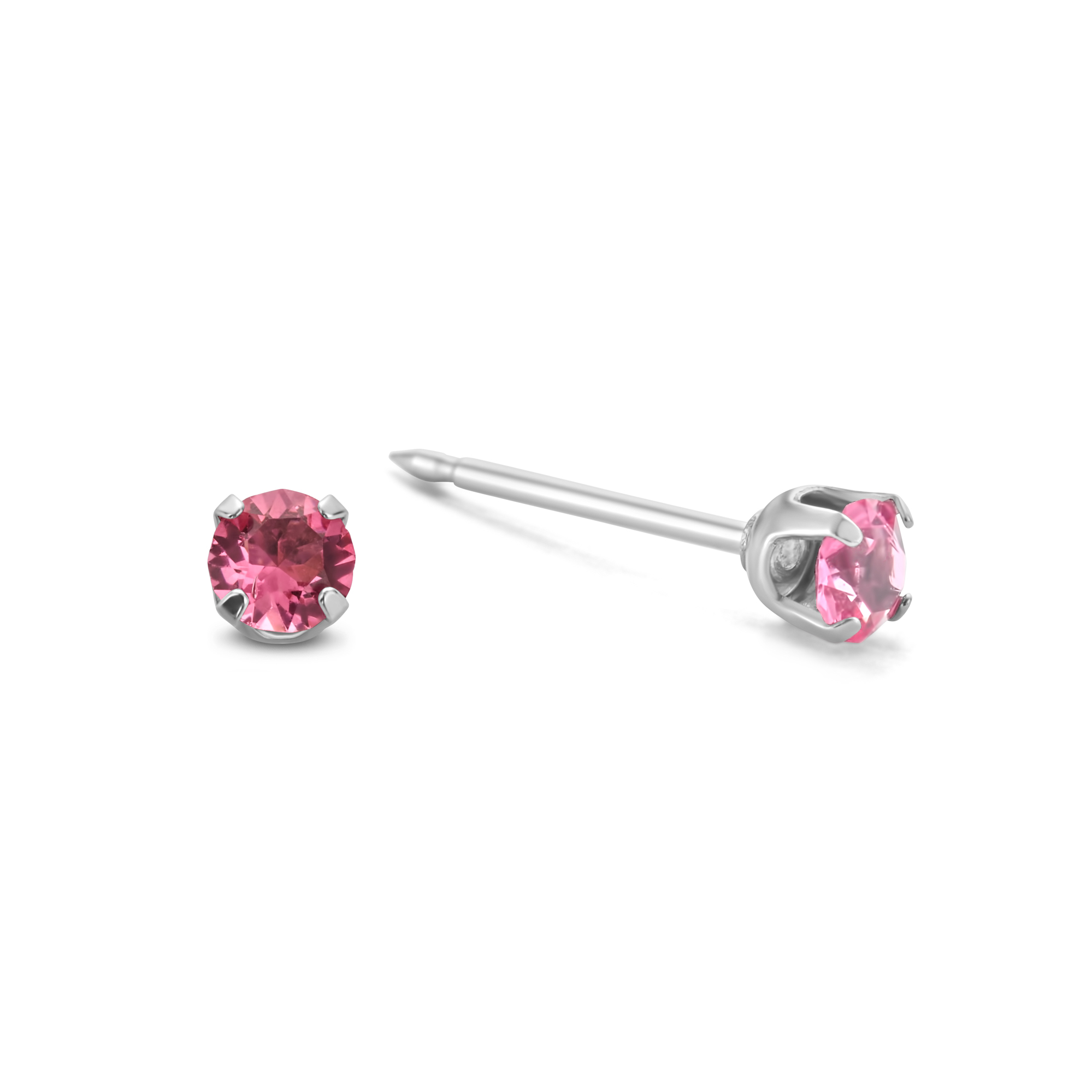 Schietoorknopjes 3mm roze chatonzetting chirurgisch staal