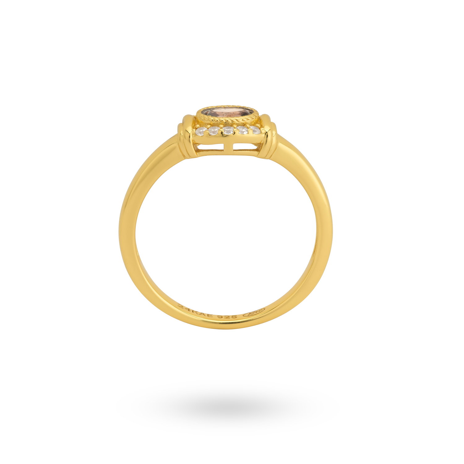 Ring gold plated met Bruine zirkonia - 124174Y