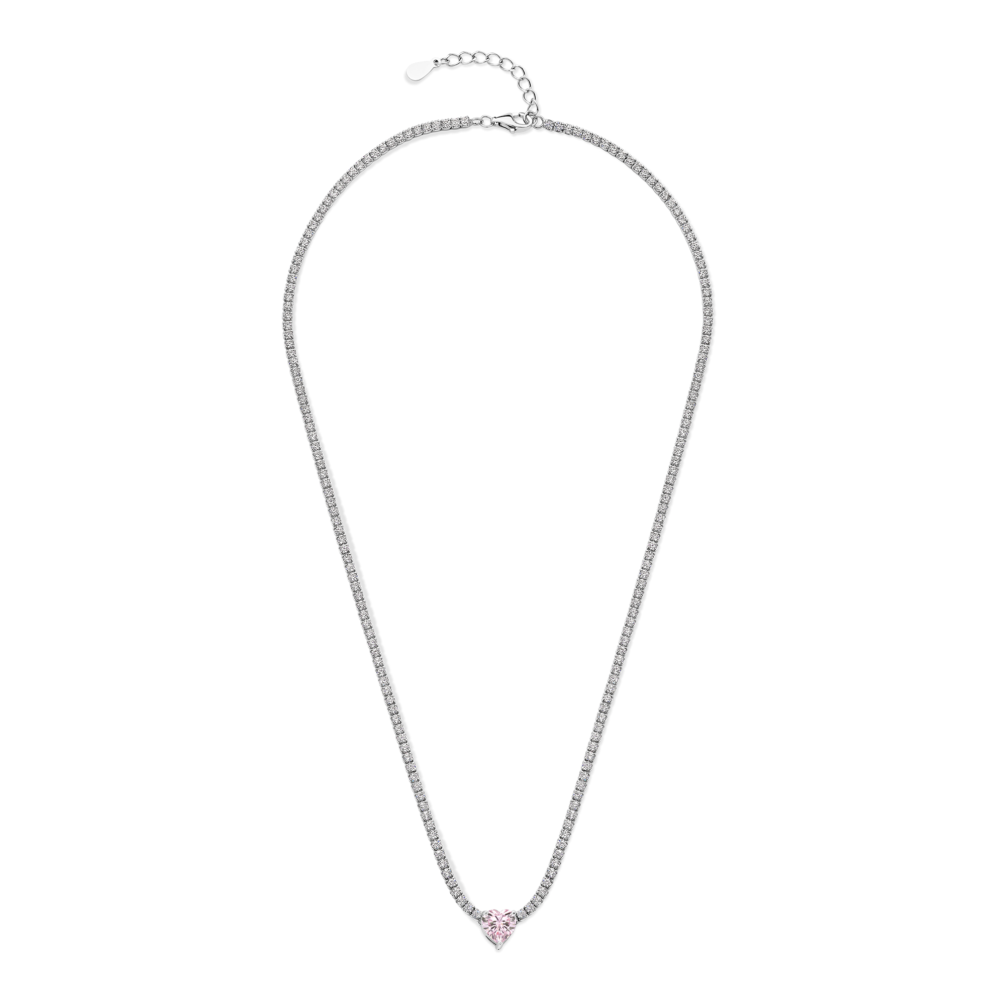 Tennisketting Hart Roze sterling zilver met Zirkonia - FS1225-053/FP