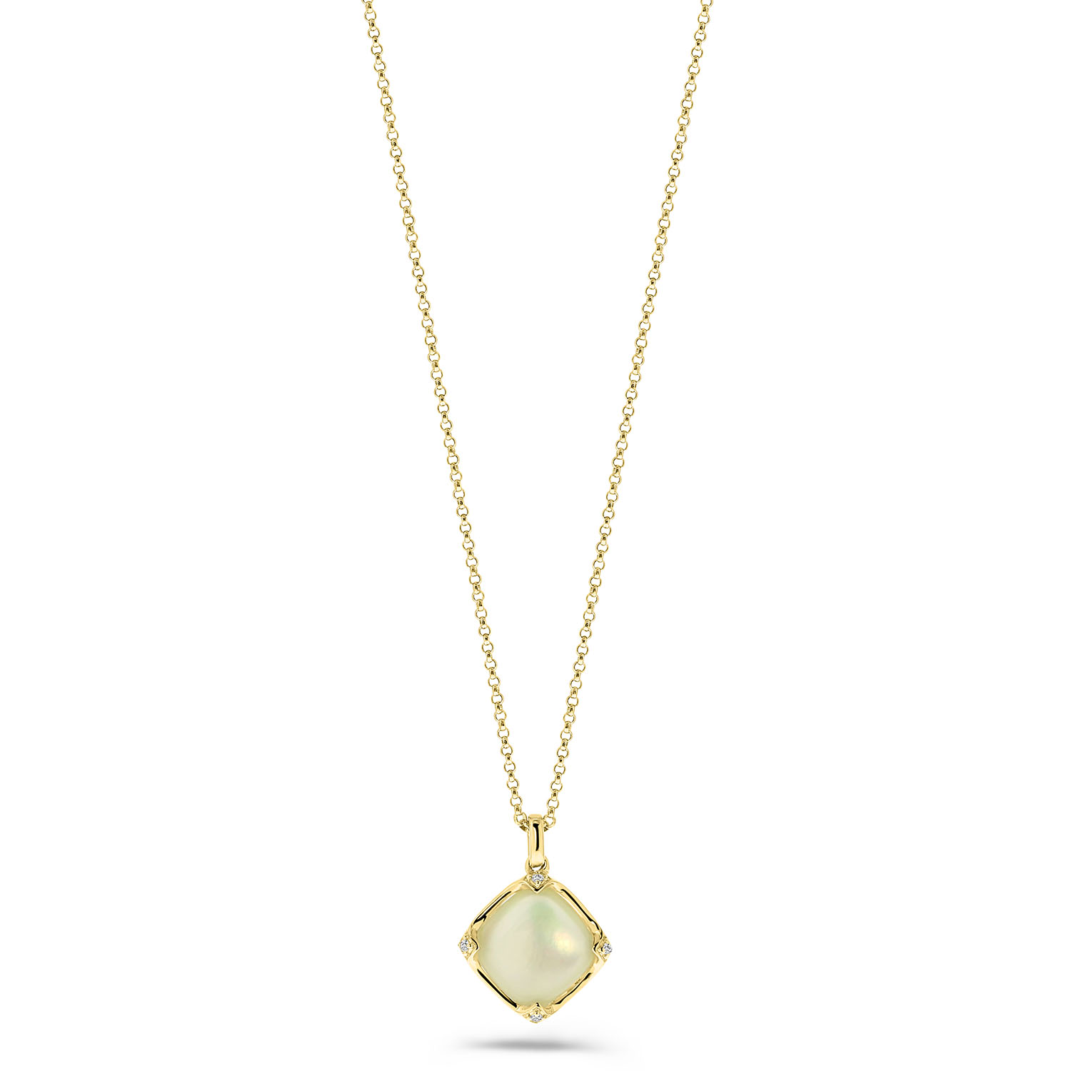Geelgouden ketting kwarts met diamanten N480-NC040009ALH-LQZ-Y