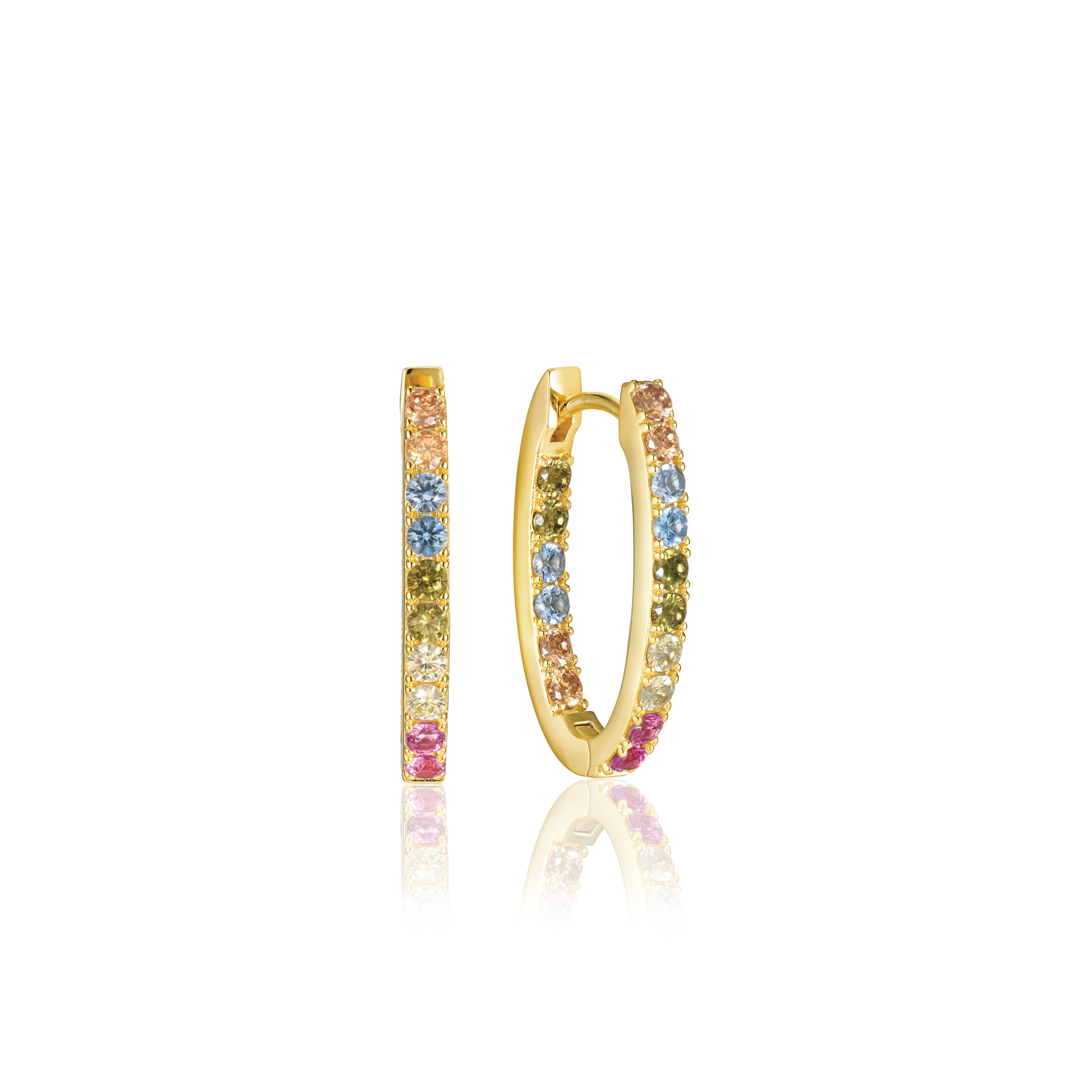 Oorringen Ellisse Piccolo gold plated met gekleurde zirkonia - SJ-E2312-XCZ-YG