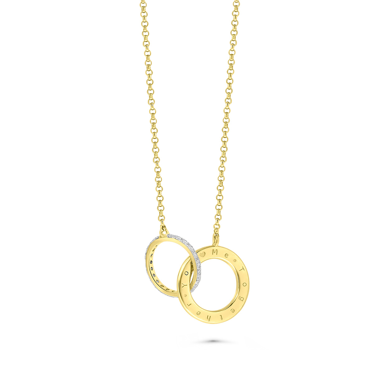 Geelgouden ketting met diamanten en tekst N136-196XN01965-S-Y