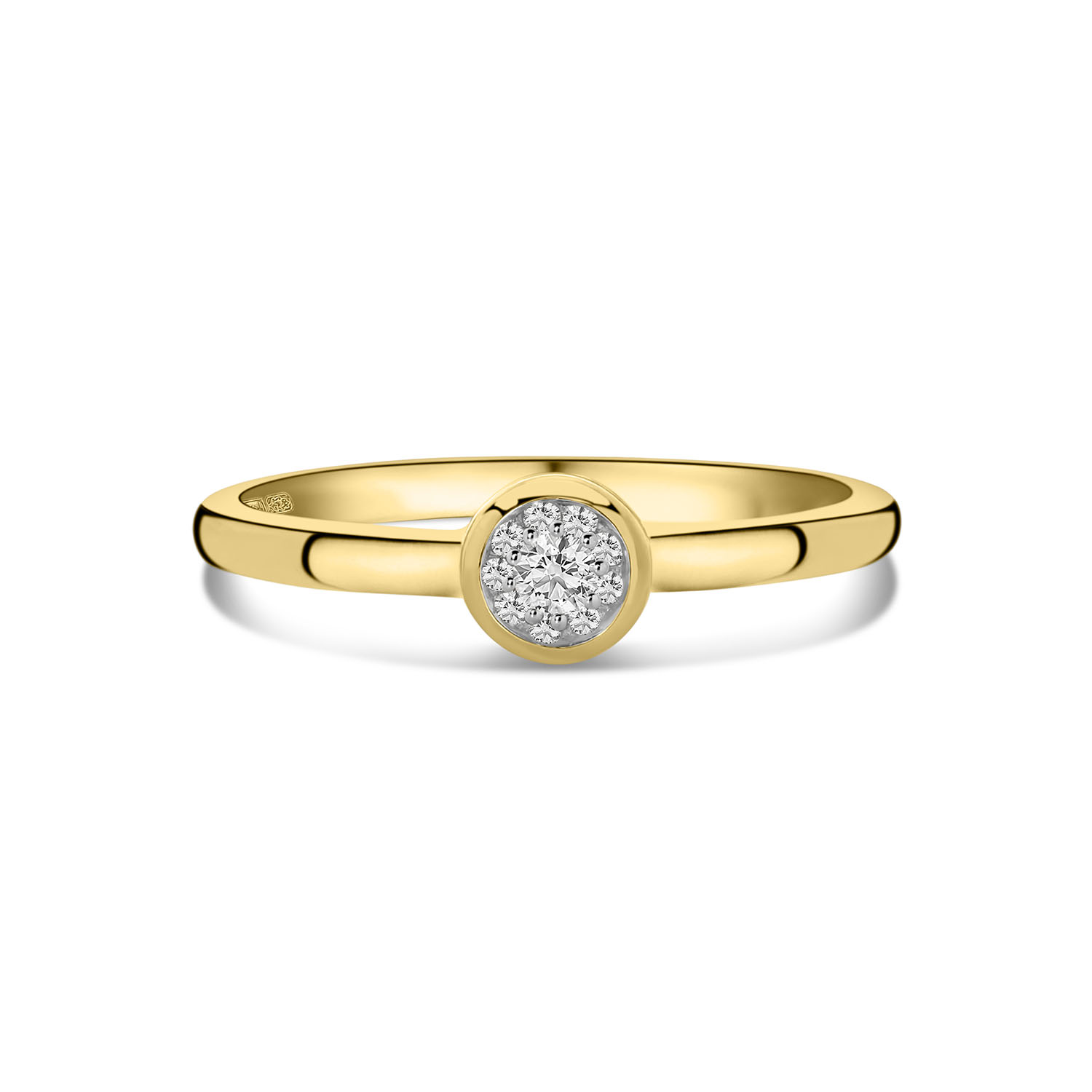 Geelgouden ring rond met diamanten R138-RG66805-Y