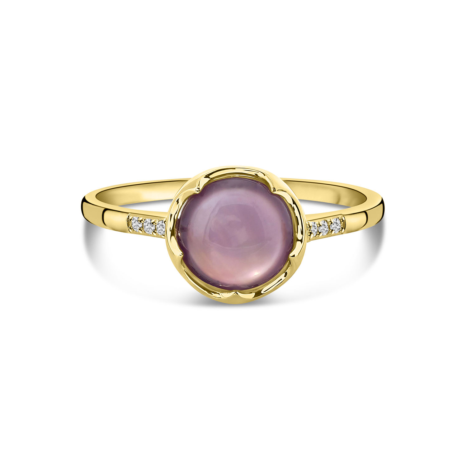 Geelgouden ring amethist met diamanten R480-RC040001AAH-AM-Y