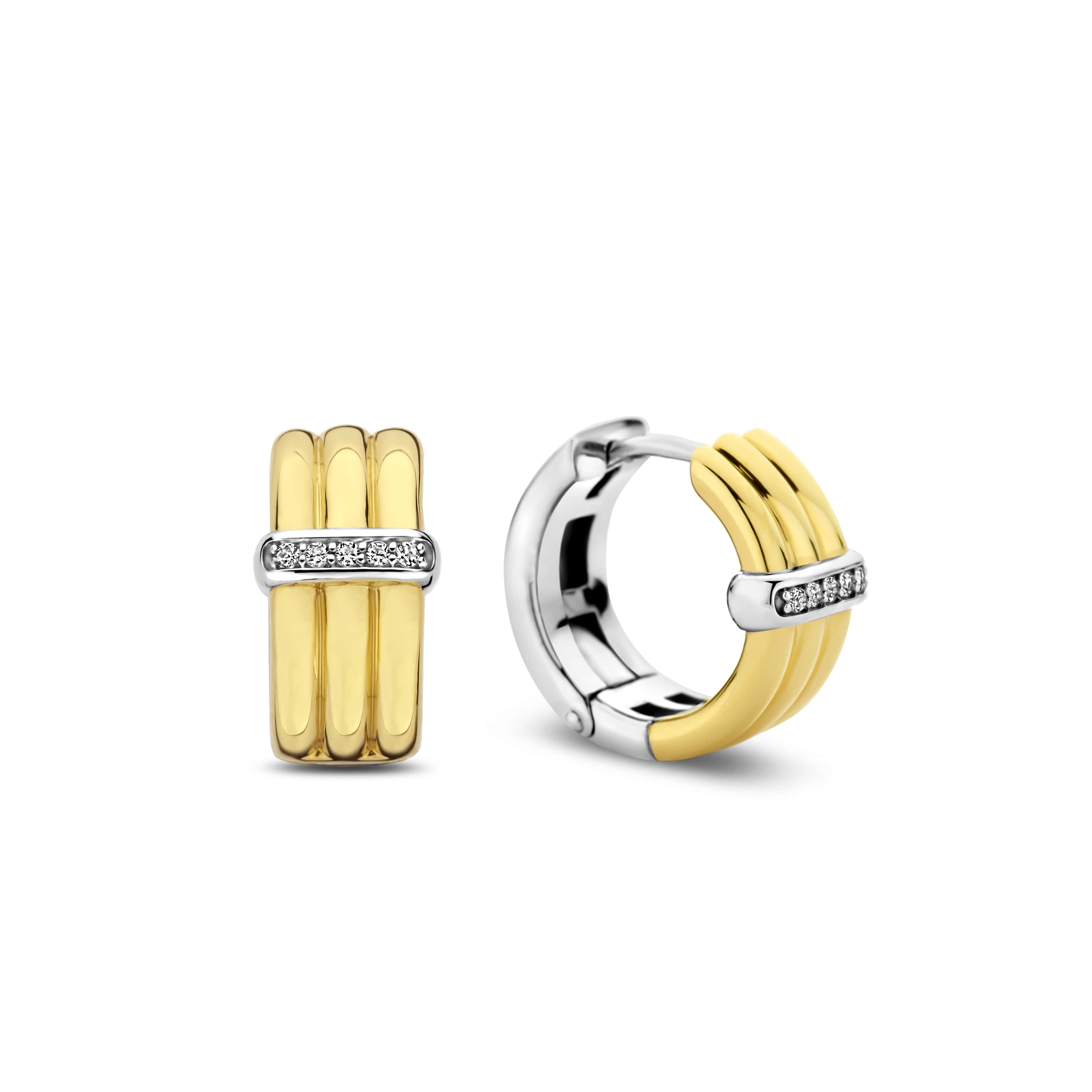 Oorringen gold plated  met zirkonia - 7979ZY