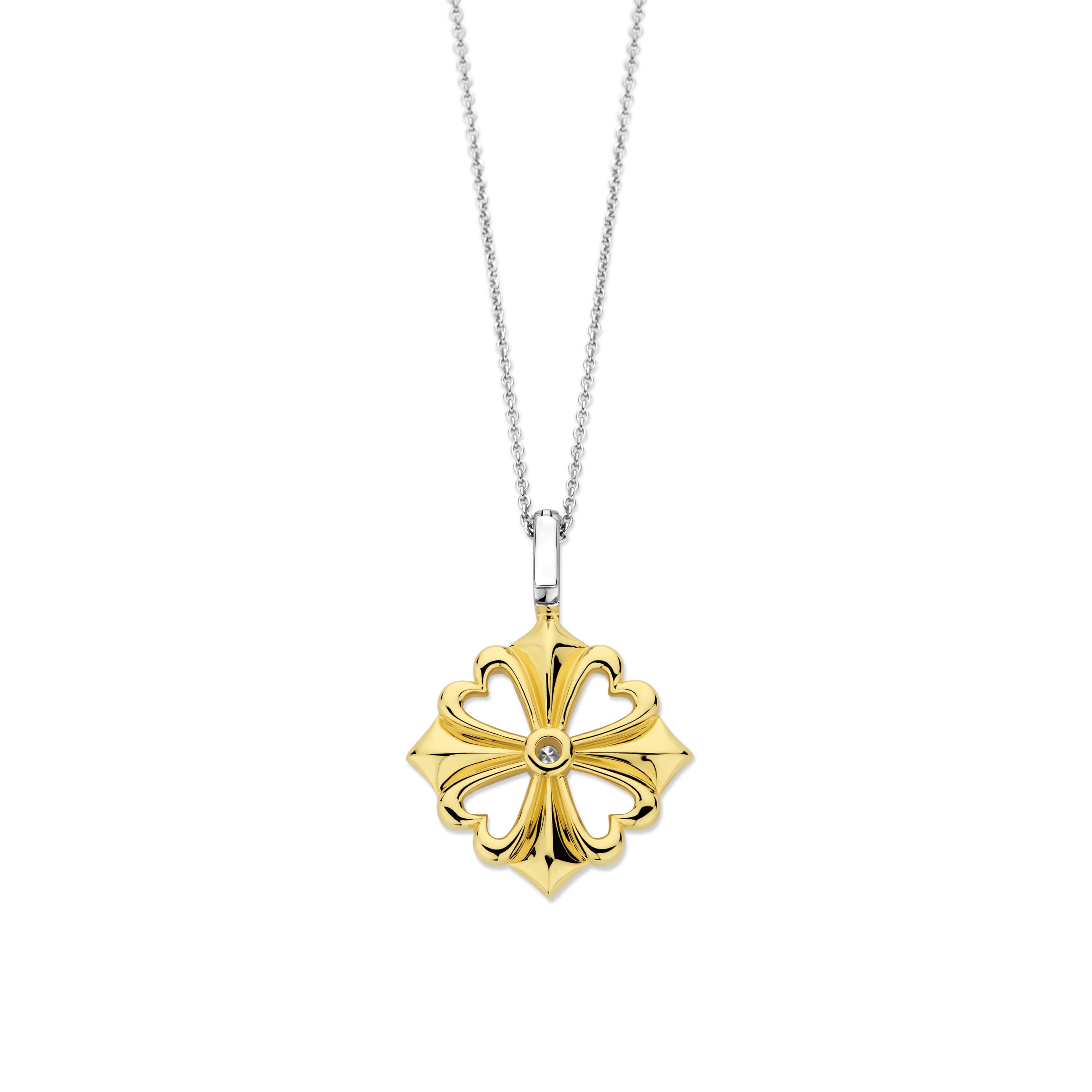 Ketting gold plated  met klaver vier hanger - 6839ZY