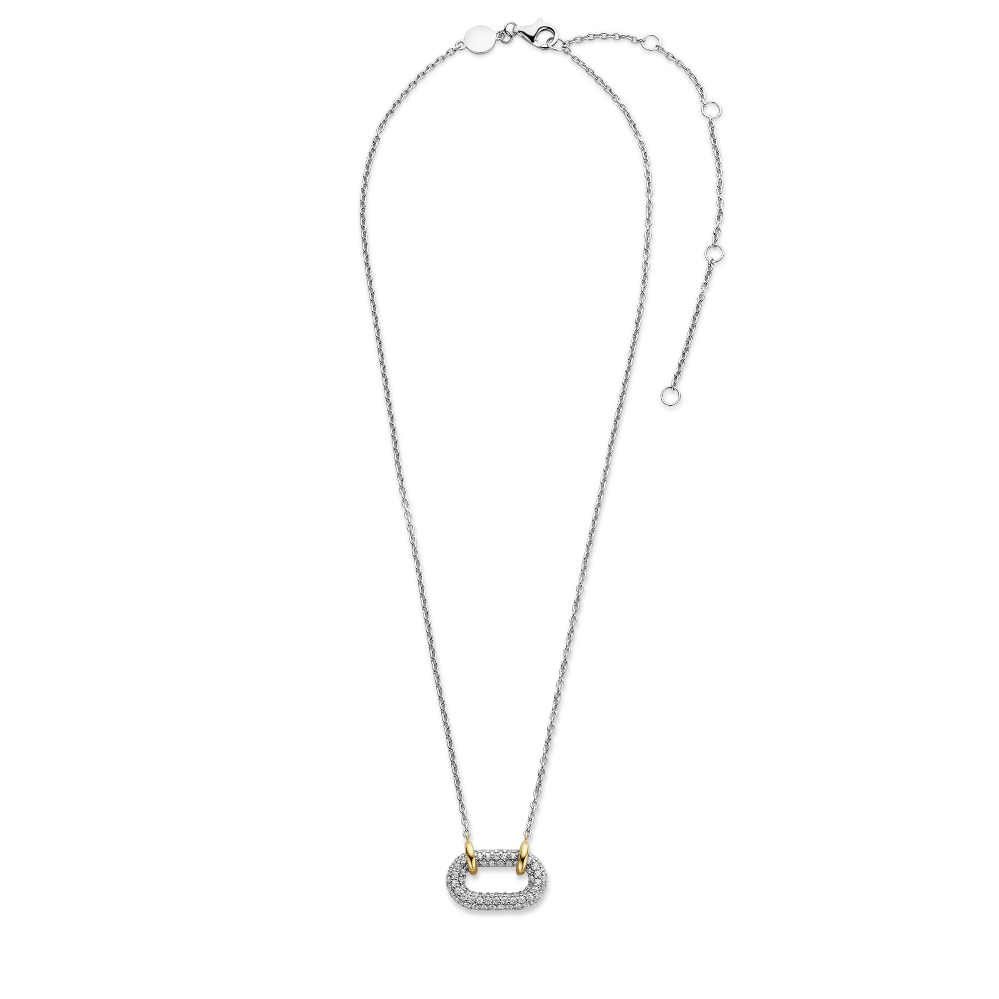 Ketting met ovaale bedel gezet met zirkonia 34010ZY