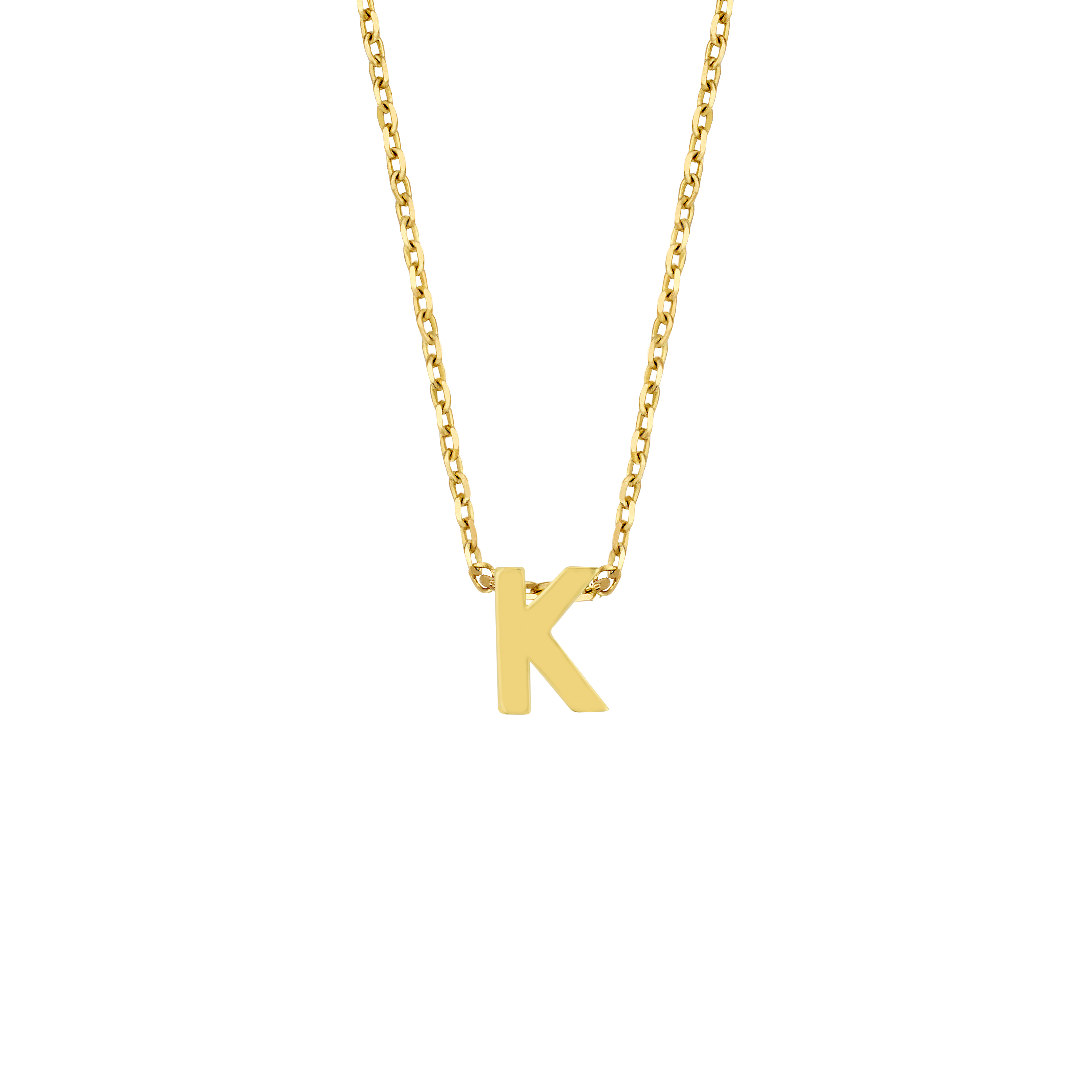 Geelgoud collier met de letter 'K'
