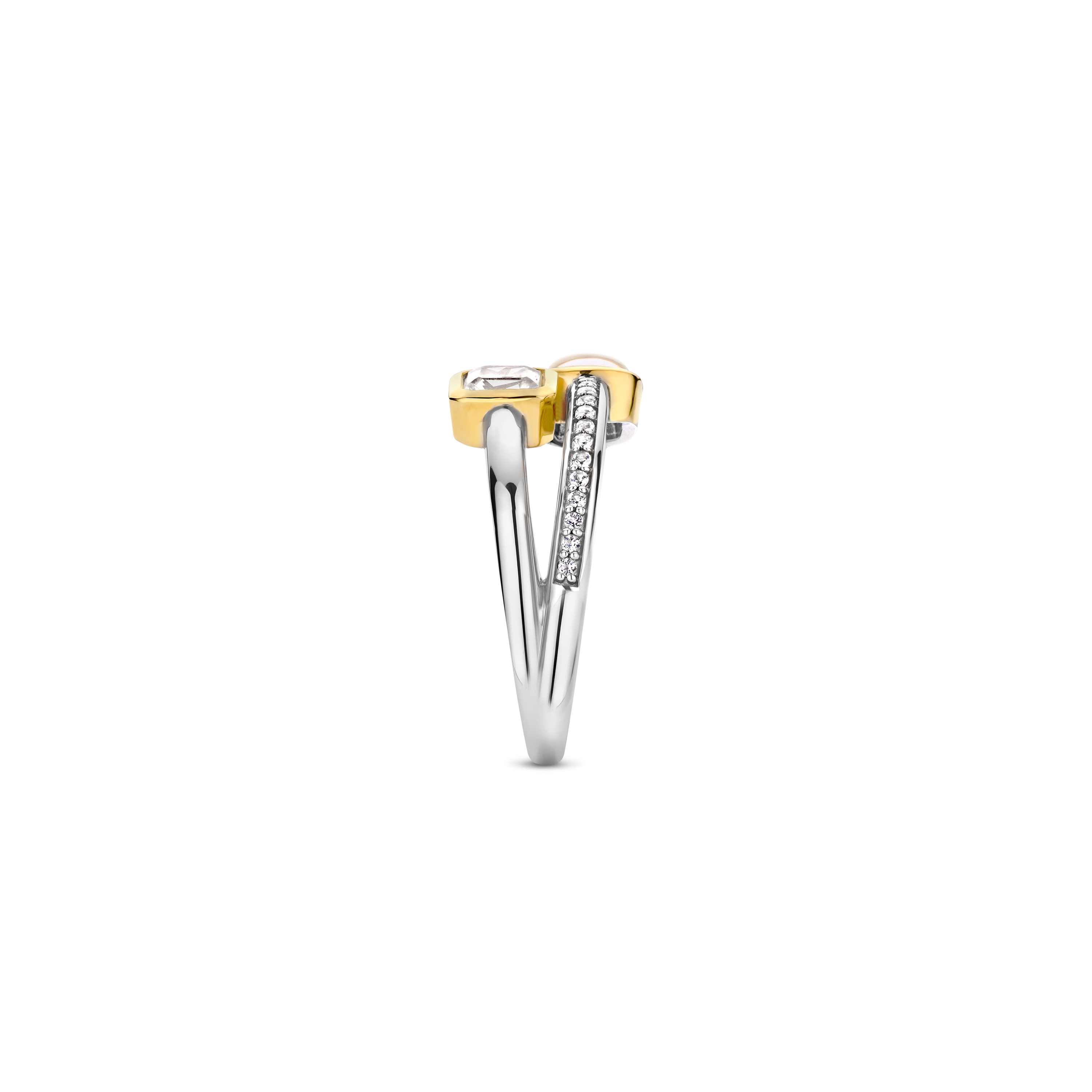 Ring van gold plated sterling zilver met zirkonia en kristal 12326MW