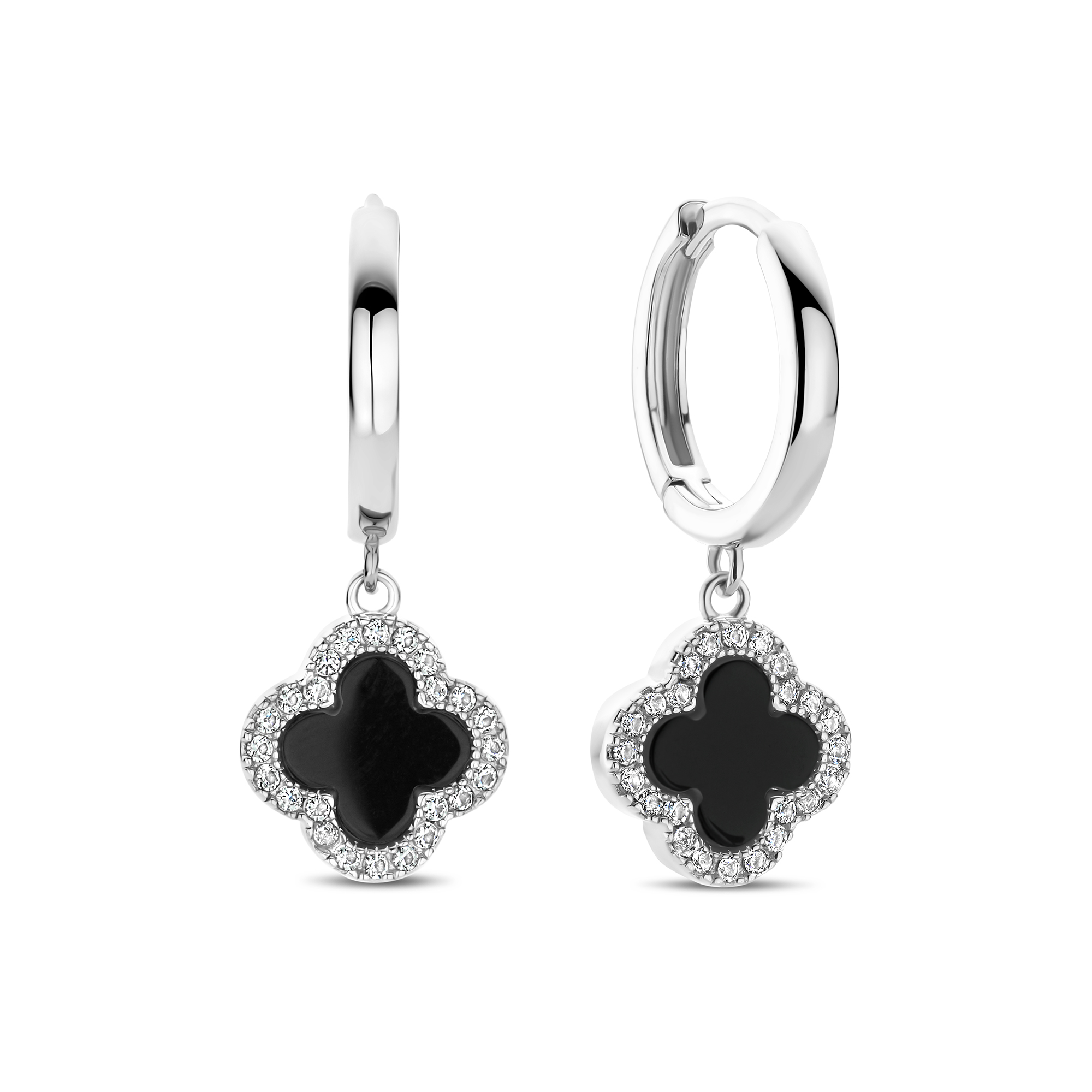 Zilveren oorbellen met zwarte Onyx briolet | Zilveren Edelsteen Oorbellen Zilveren oorbellen met zwarte Onyx briolet | Zilveren Edelsteen Oorbellen