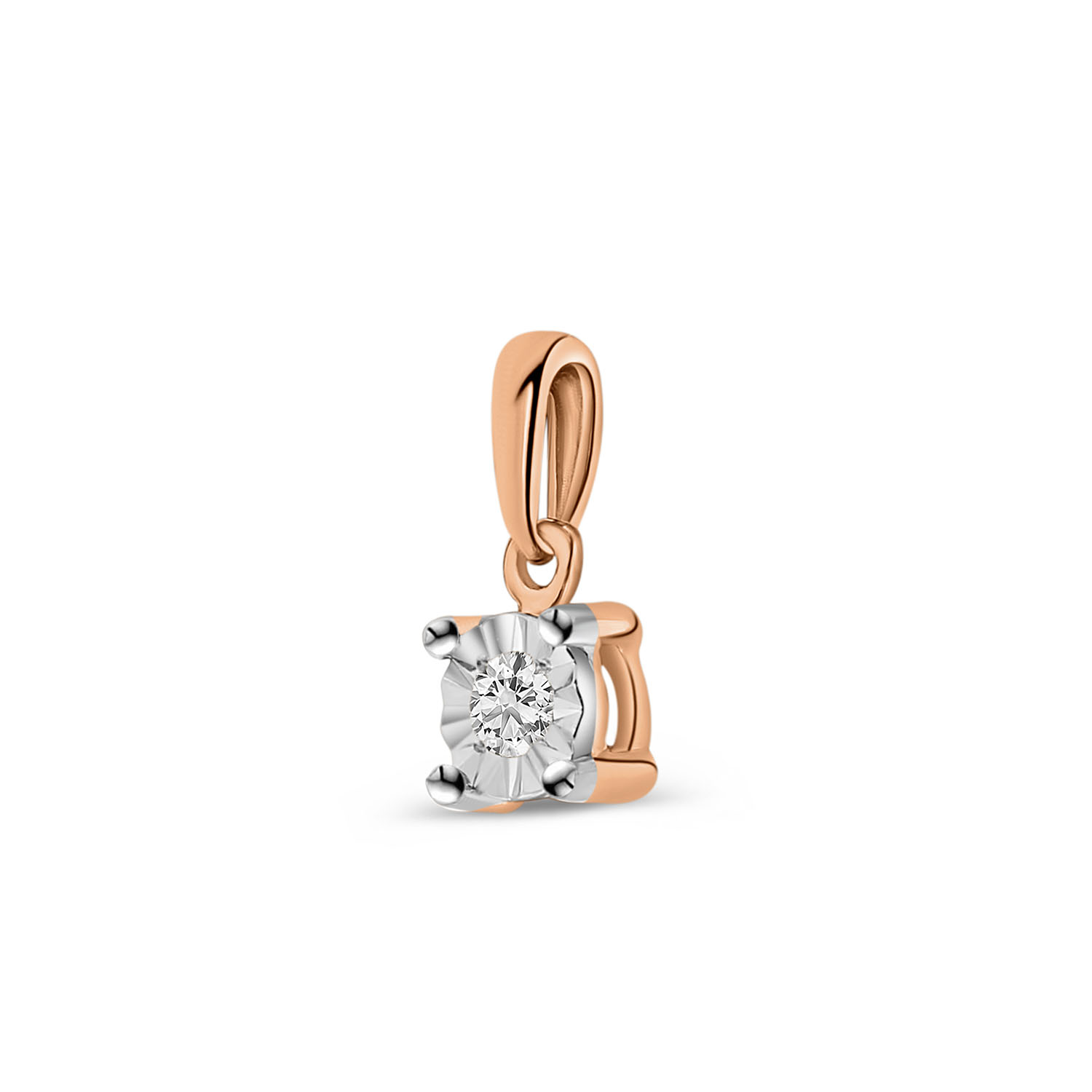 Rosé-witgouden hanger met diamant – P766-PL33968-RW