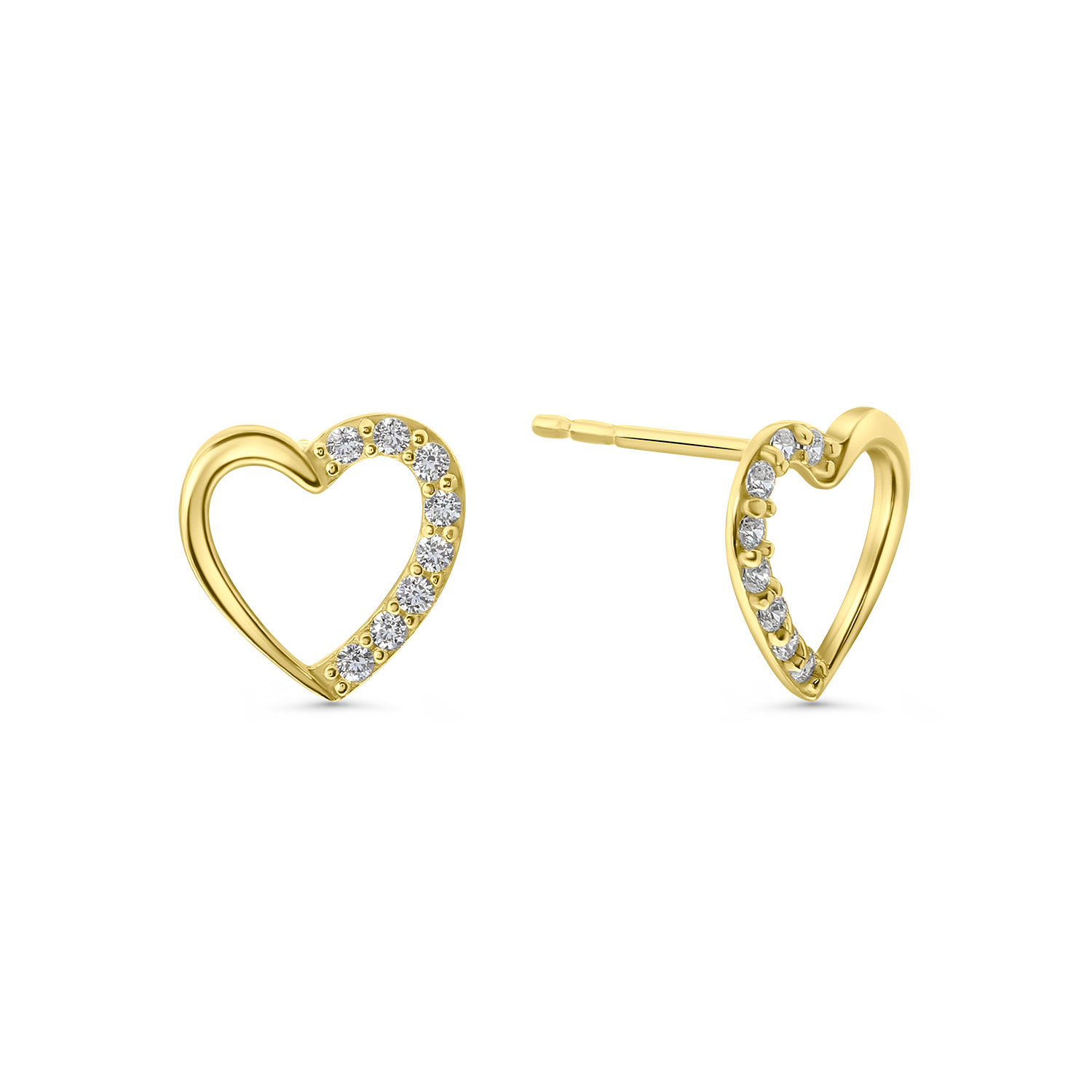 Geelgouden oorknoppen open hart met zirkonia E122-X8-VX6ZE0506-Y