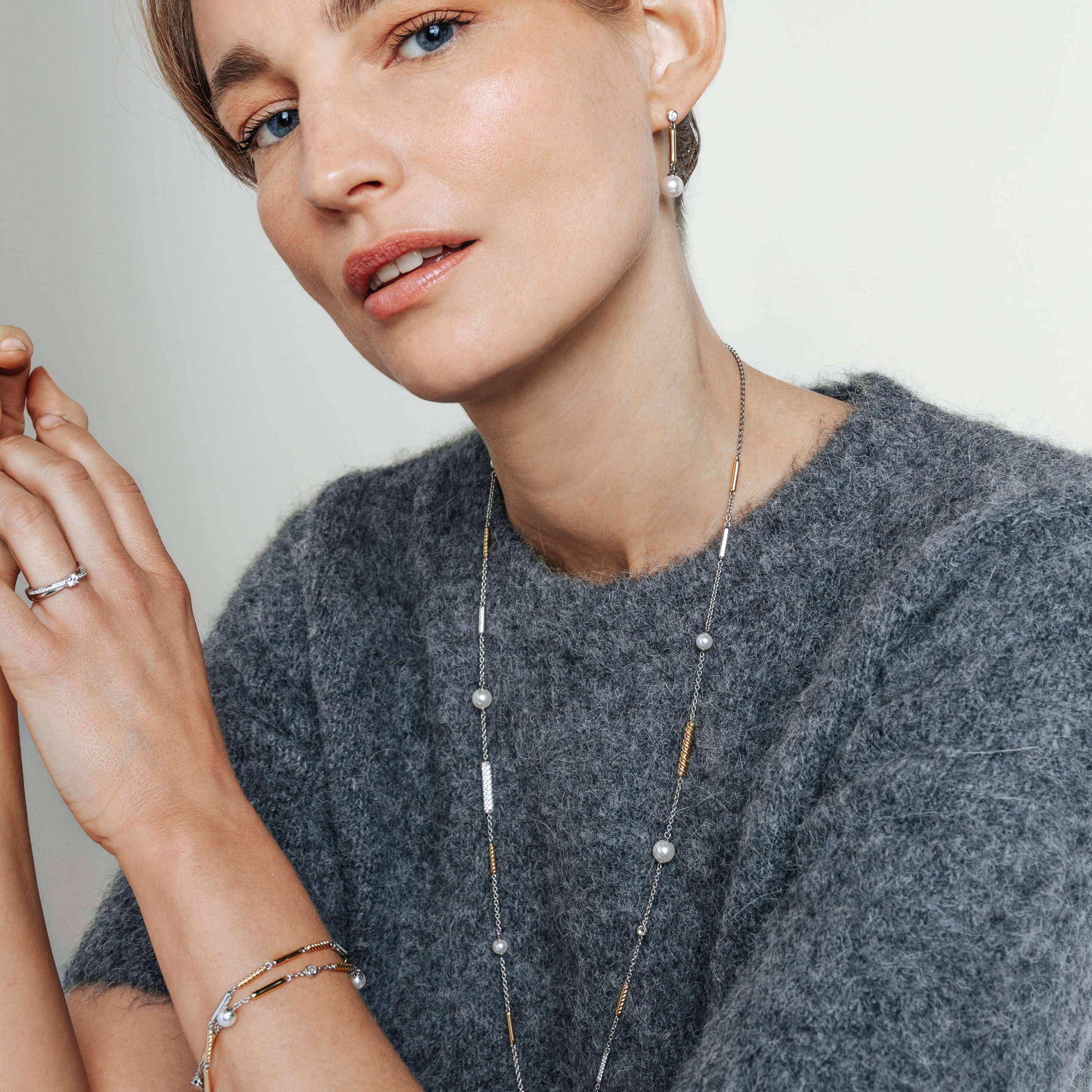 Oorhangers gold plated met parel - 78011YP