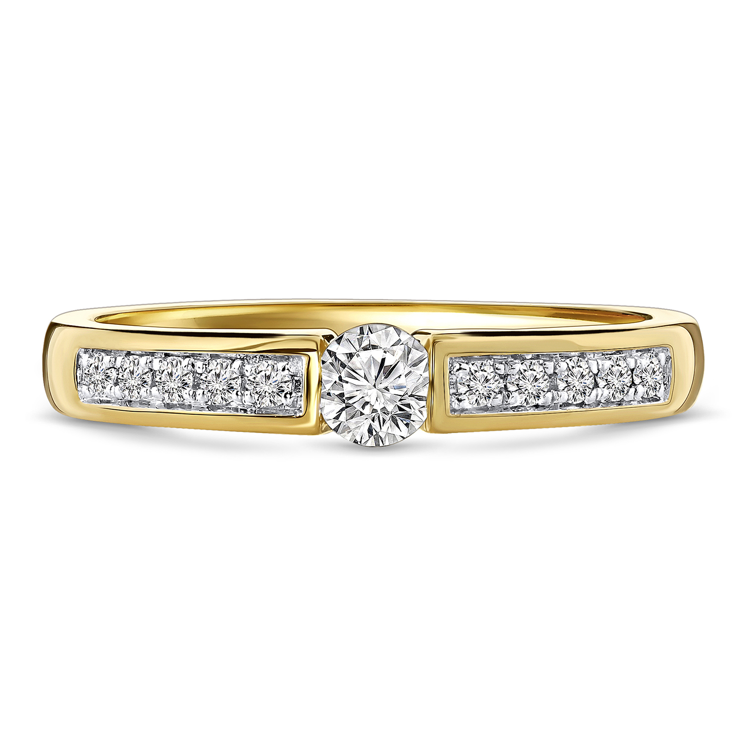 Geelgouden diamanten dames ring