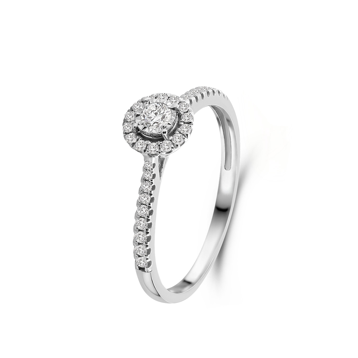 Witgouden ring diamanten met entourage R404-R40378-W