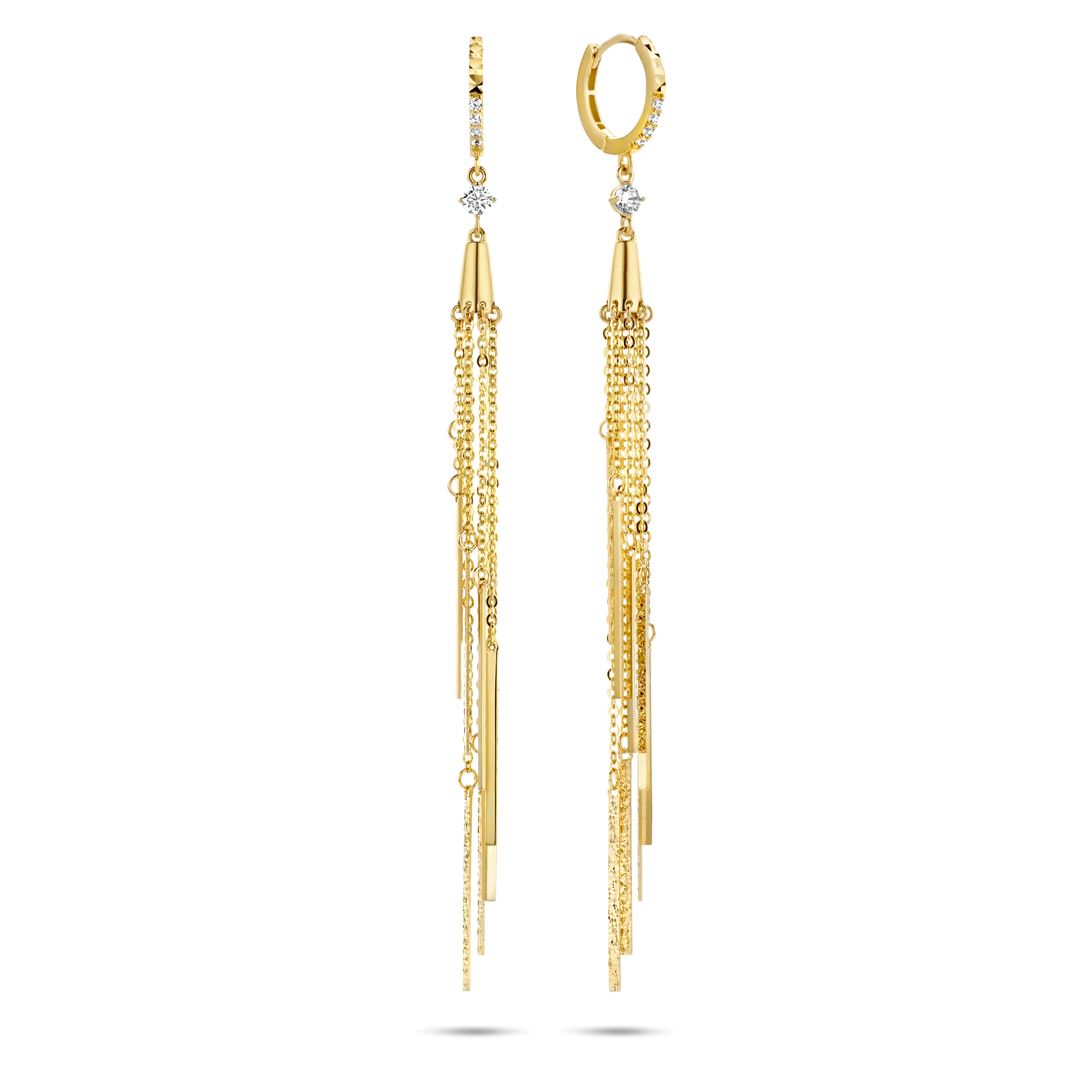 Geelgouden oorhangers met zirkonia E1191