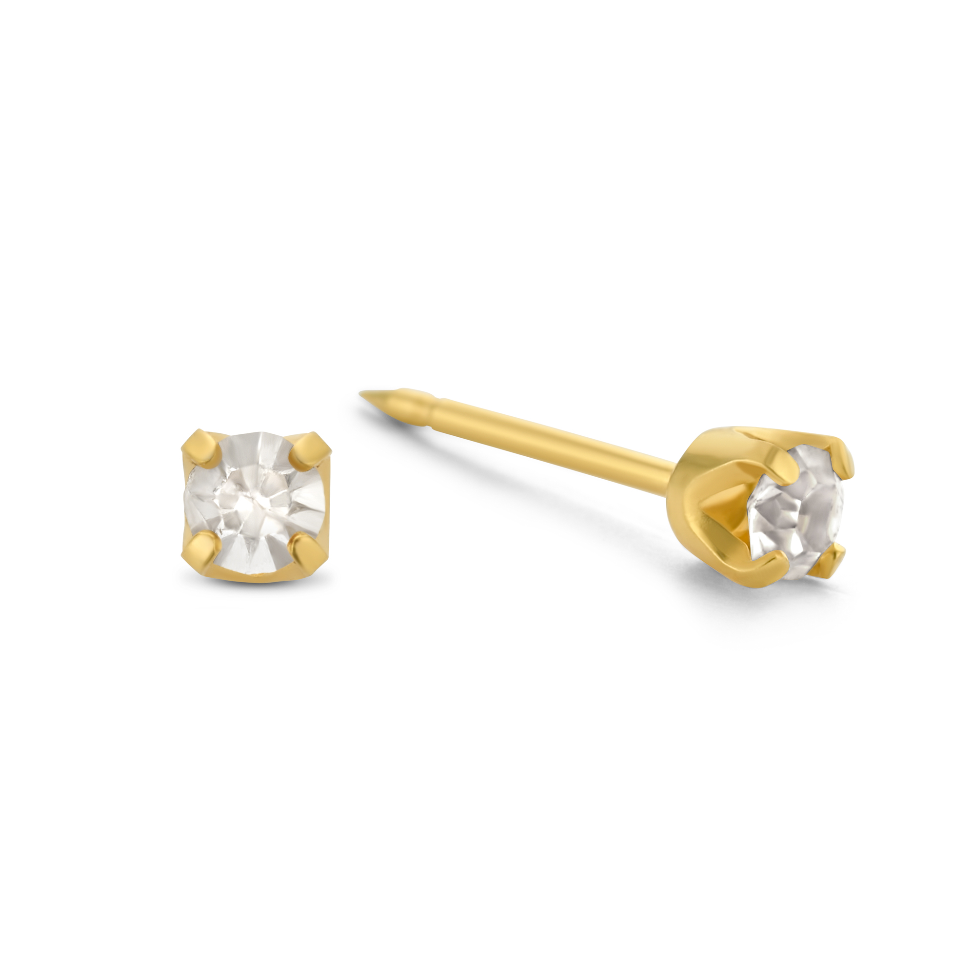 Schietoorknopjes 3mm Kristal verguld