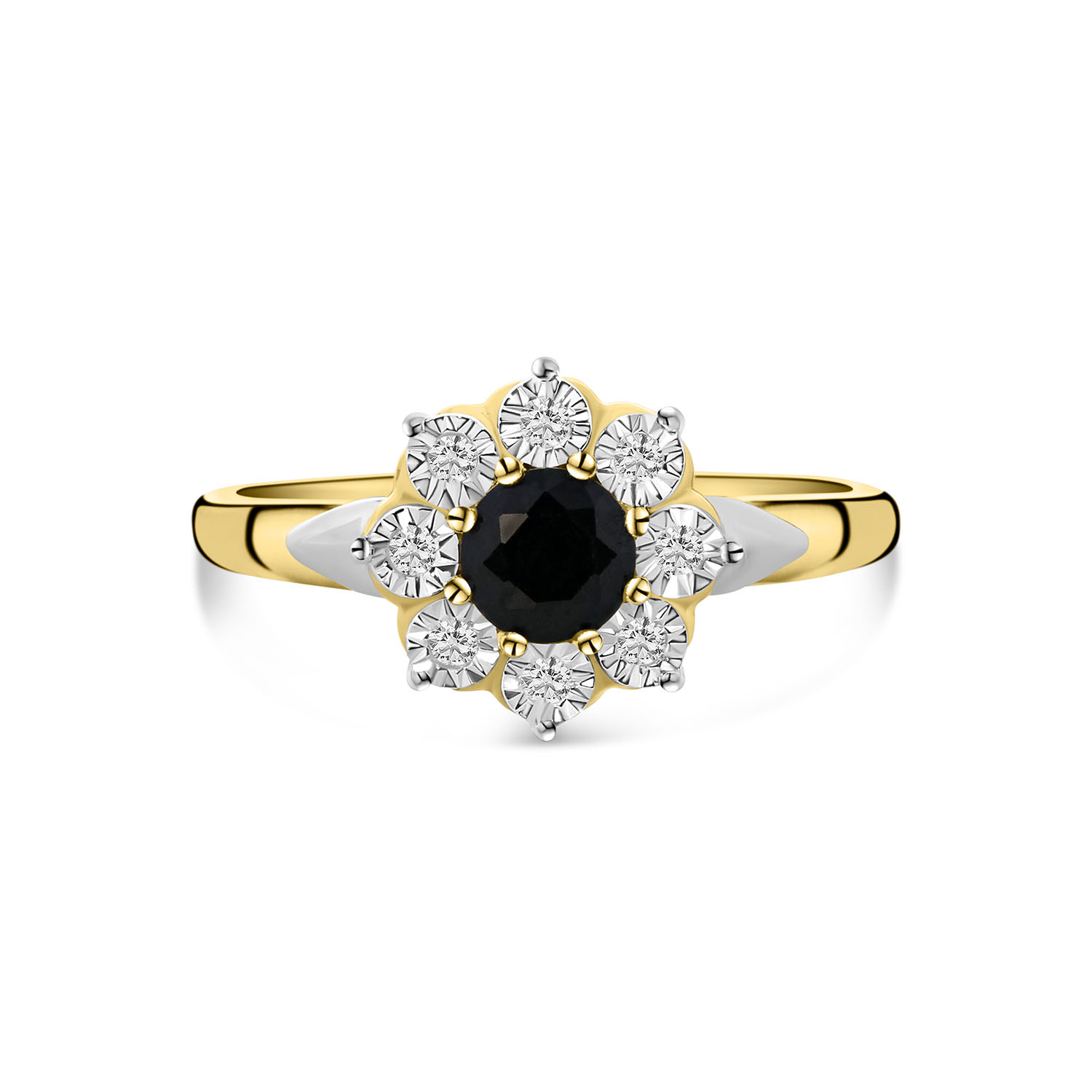 Geelgouden ring met saffier en diamant R480-LPL35309B-SA-YW