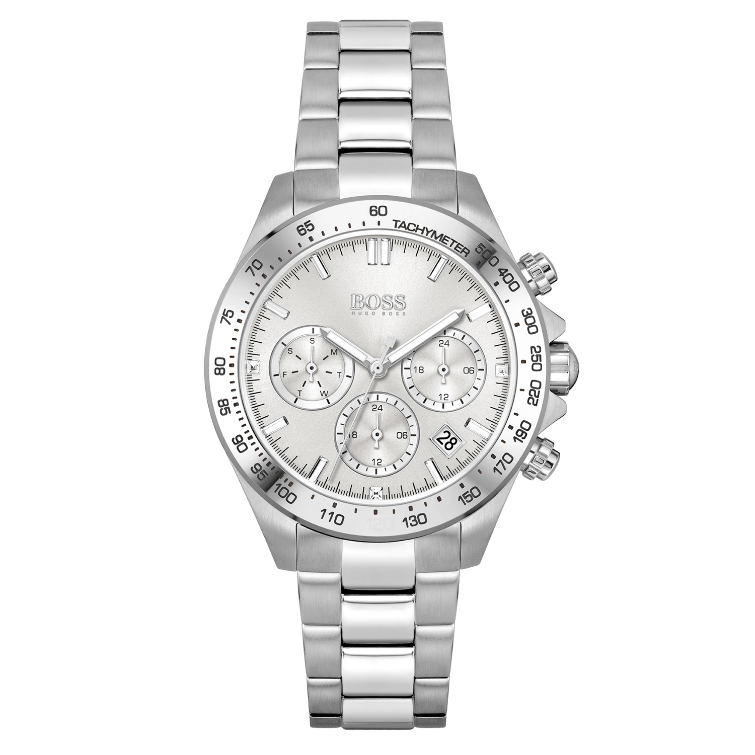 Zilverkleurig stalen dameshorloge met tachymeter Novia HB1502616