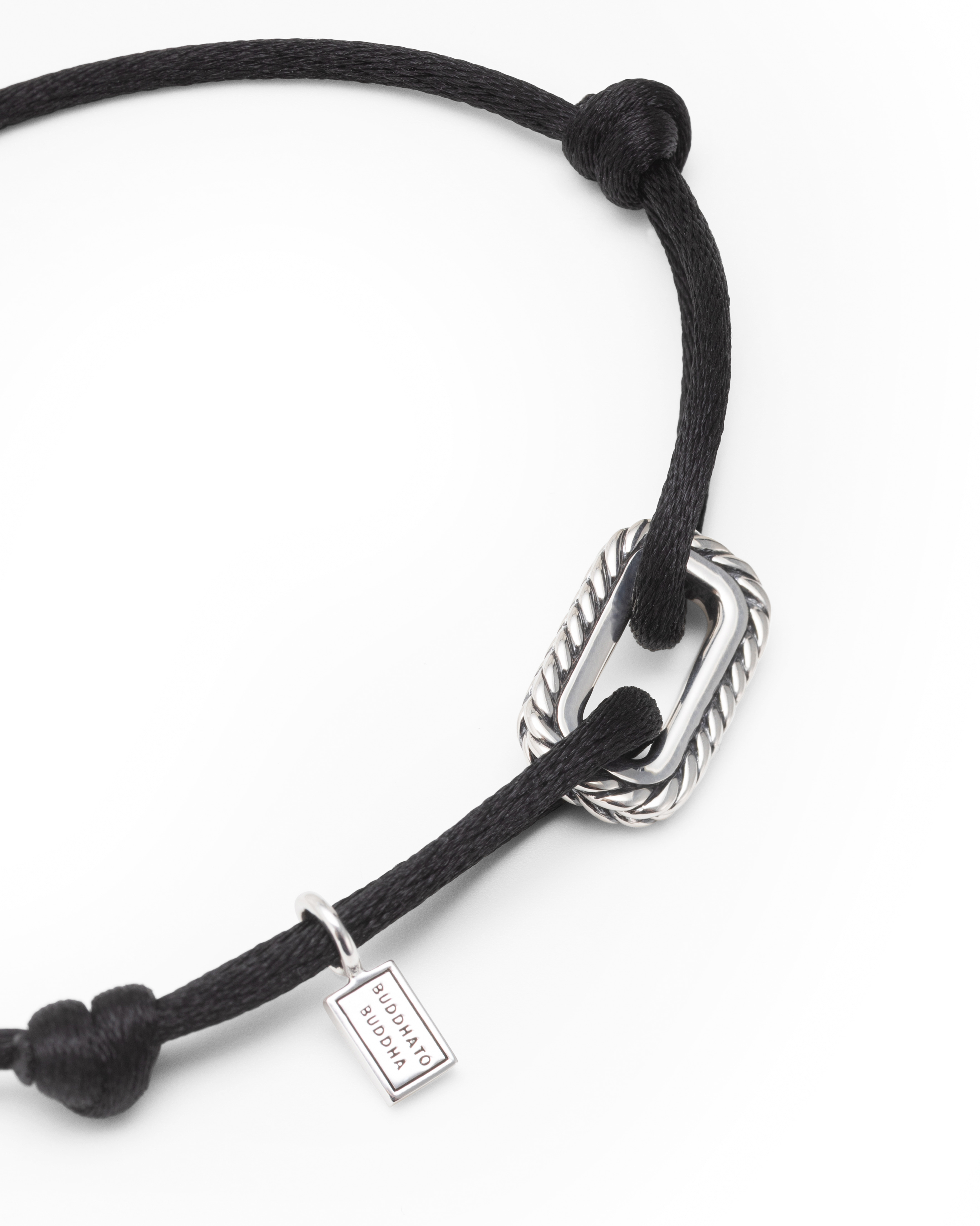 Koordarmband Barbara van sterling zilver met zwart koord 134BL