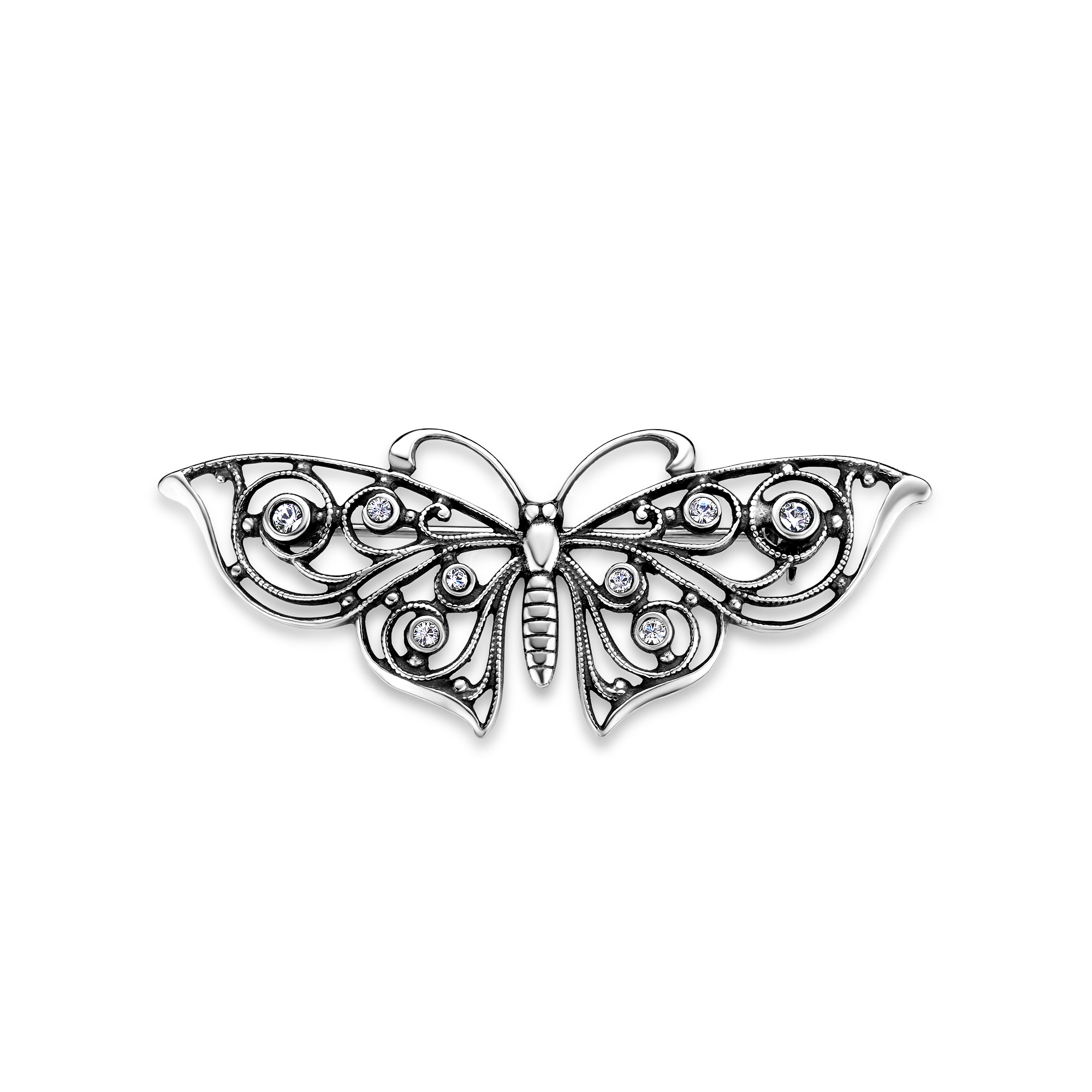 Sterling zilveren broche vlinder met swarovski kristal 34520