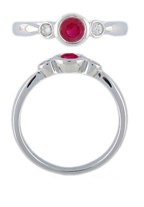 Witgouden ring 0,08crt en robijn 21137R003ARU