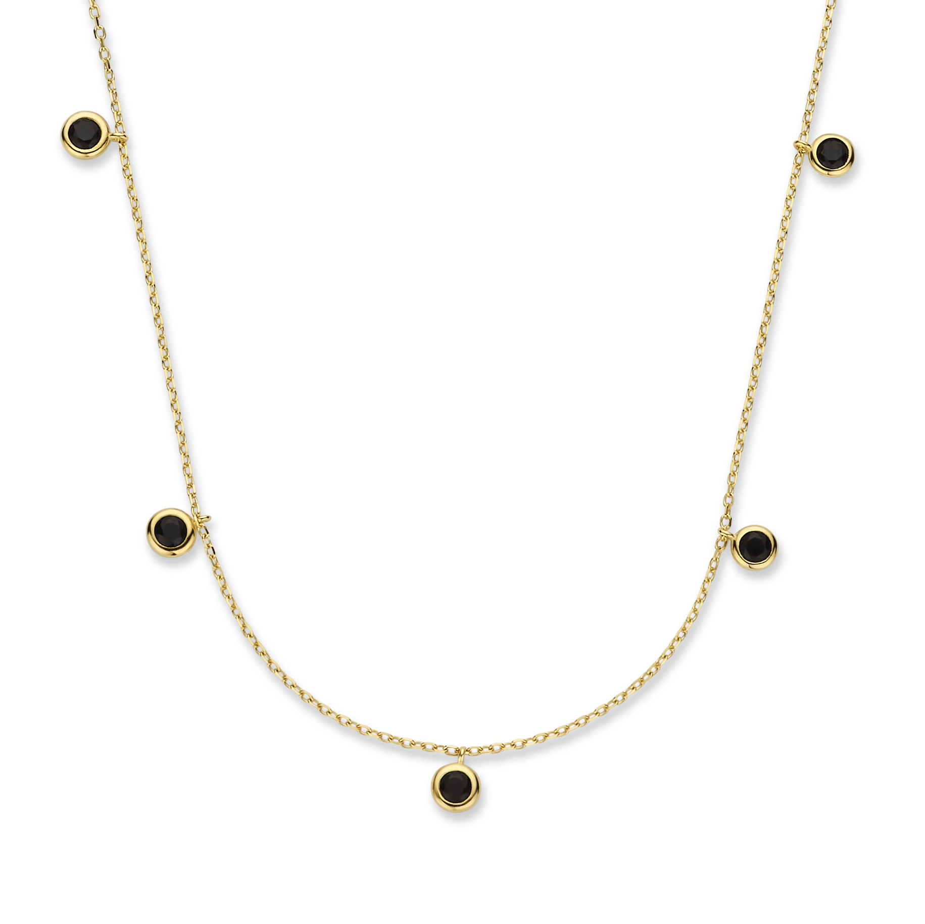 Geelgouden ketting met zwarte Zirkonia