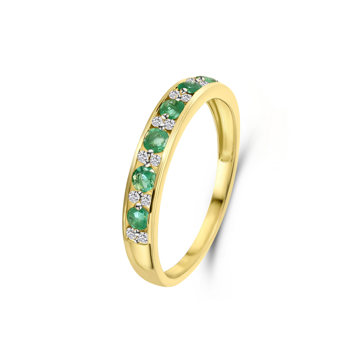 Geelgouden ring smaragd diamant R404-R-42638-RU-Y