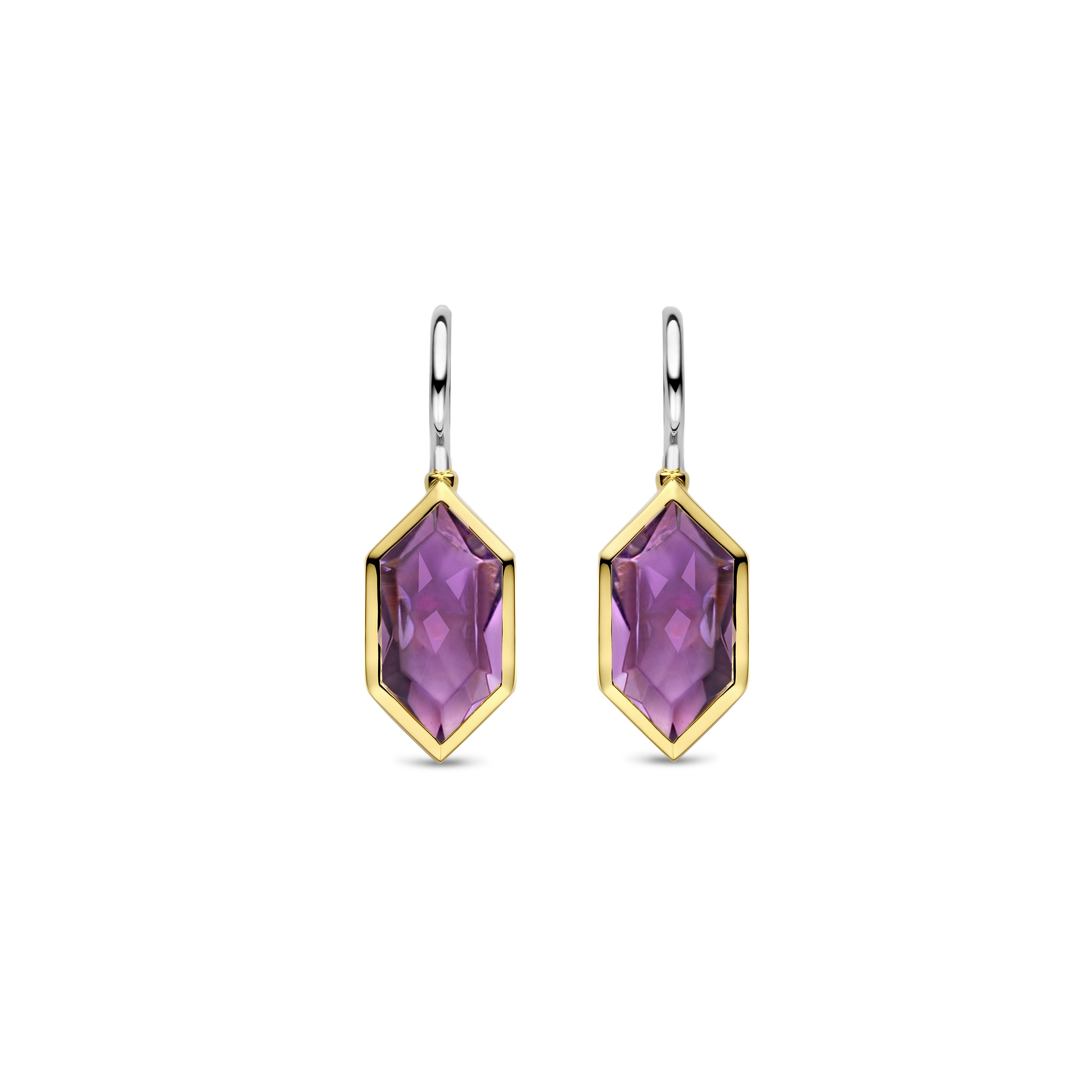 Oorhangers van gold plated sterling zilver met paarse kristal 7945PU