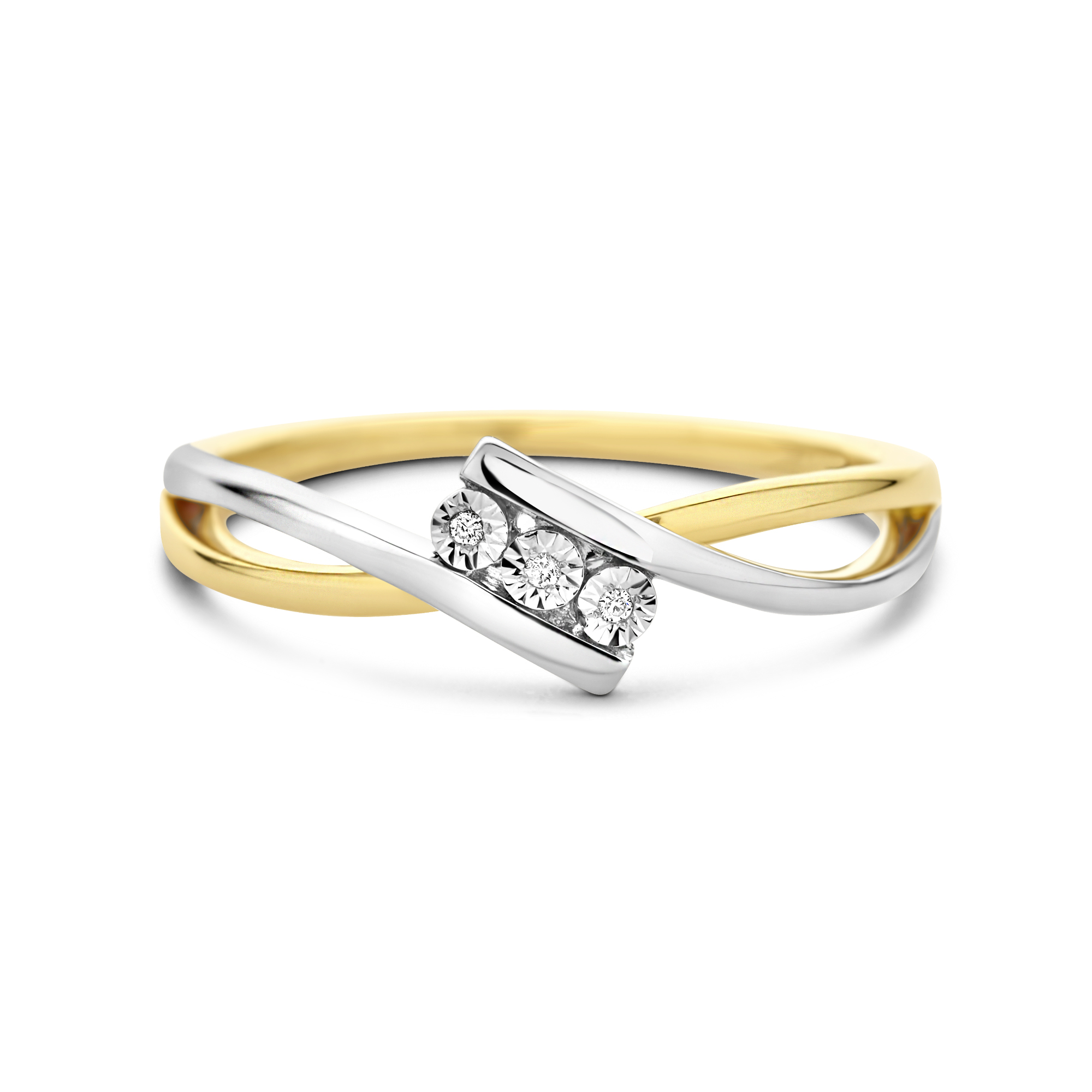 Bi-color ring met diamant R480-RR010221ADI-YW