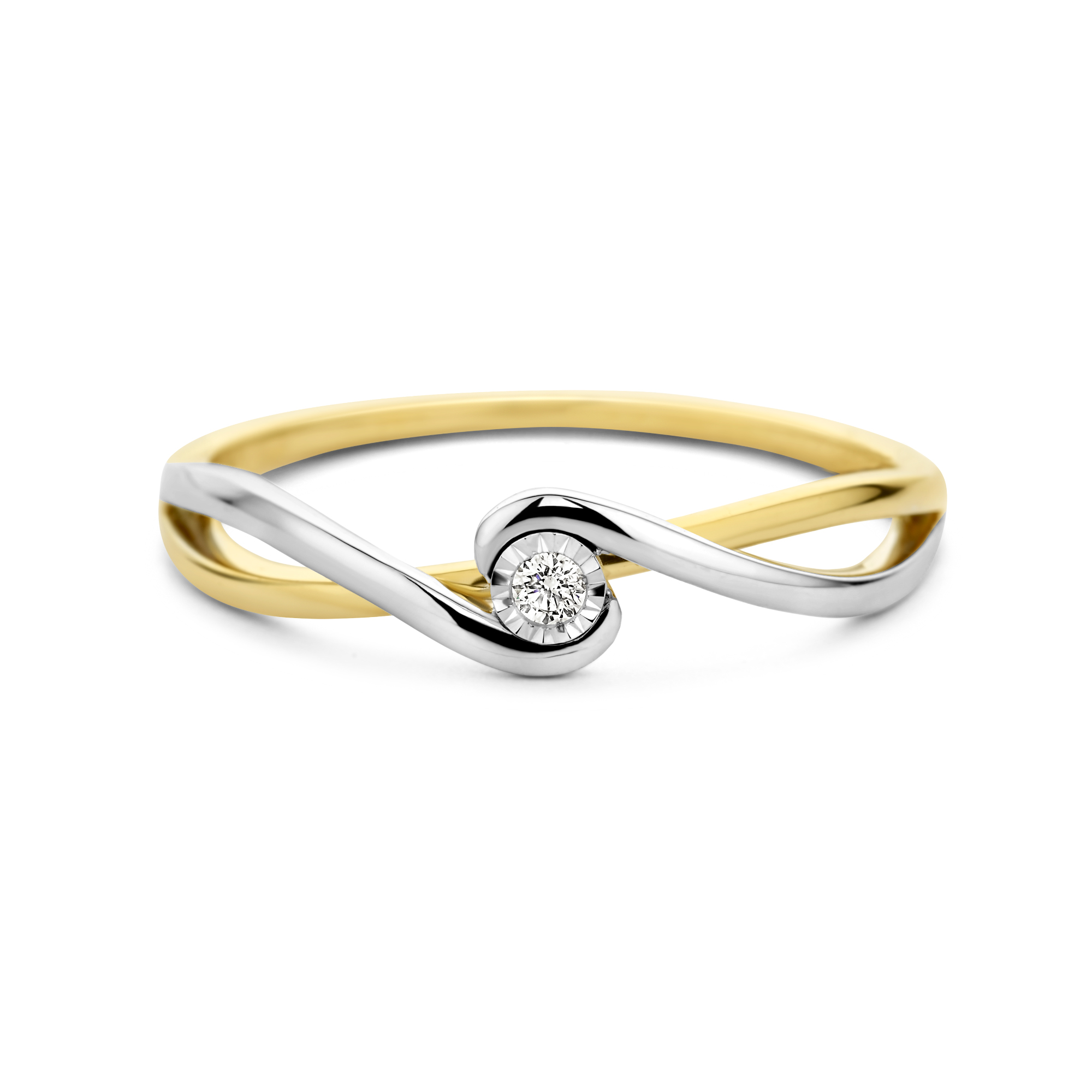 Bi- color ring met diamant R480-RR010222ADI-YW
