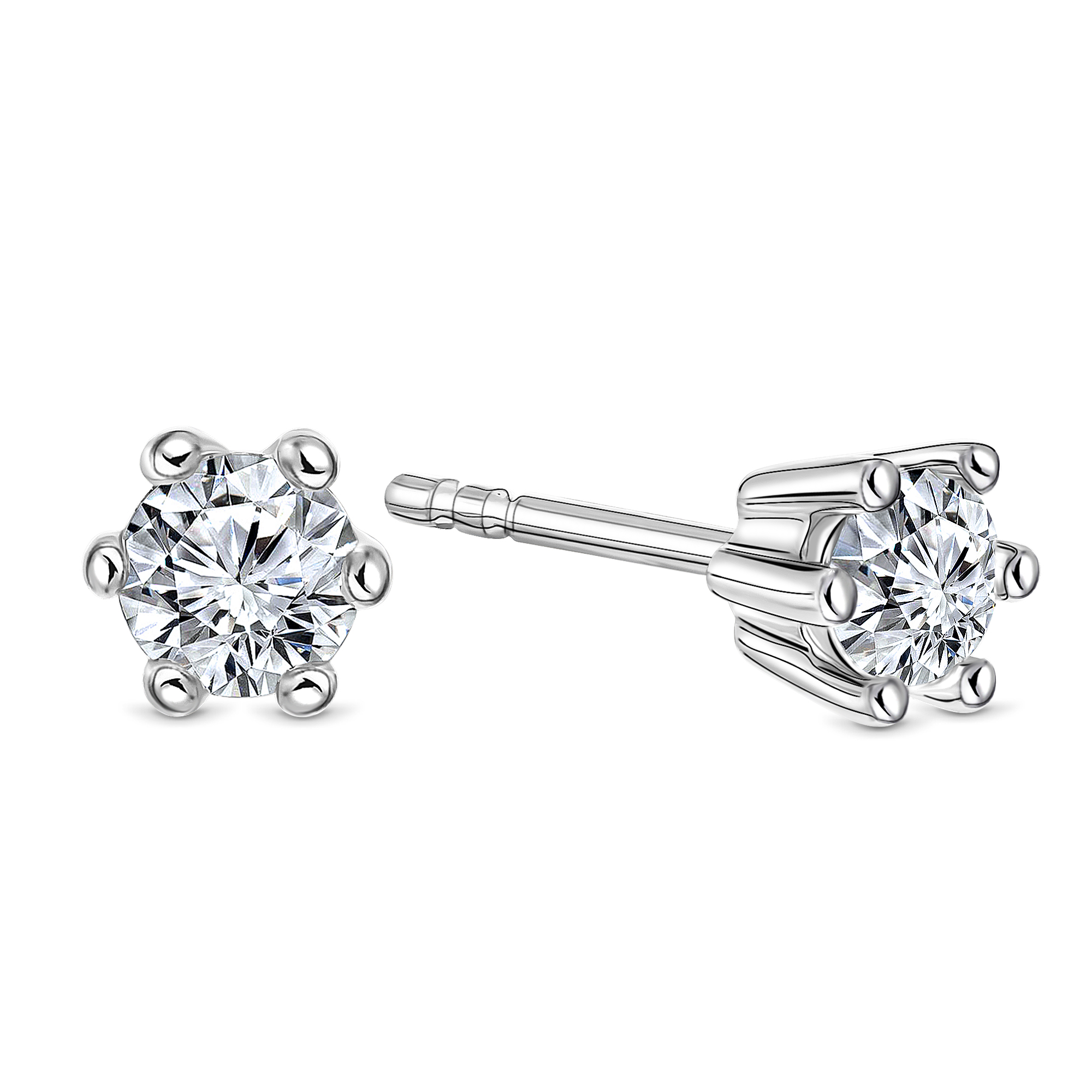 Witgouden solitair oorknoppen met diamant