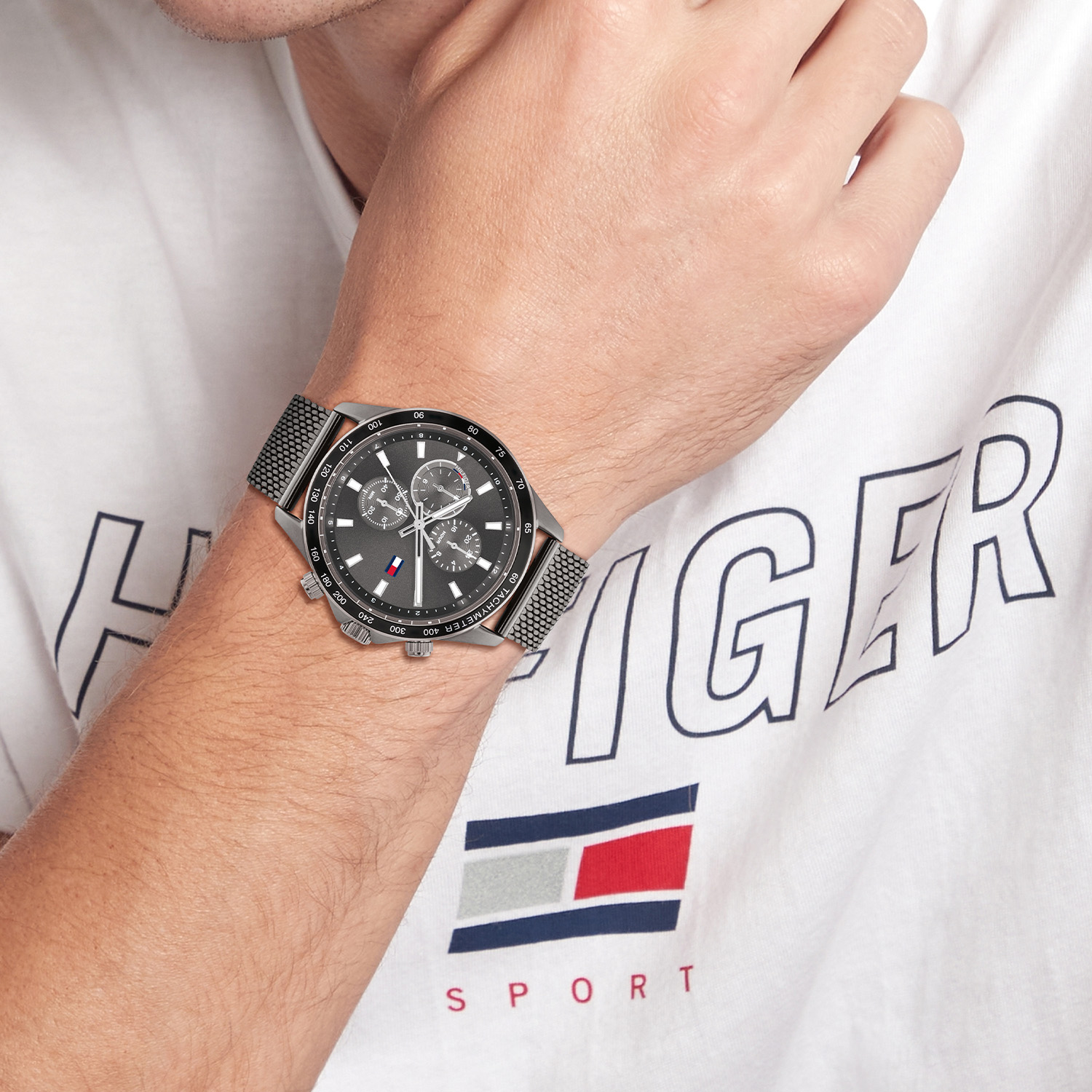 Heren Horloge Staal Gunmetal Schakelband 44 mm