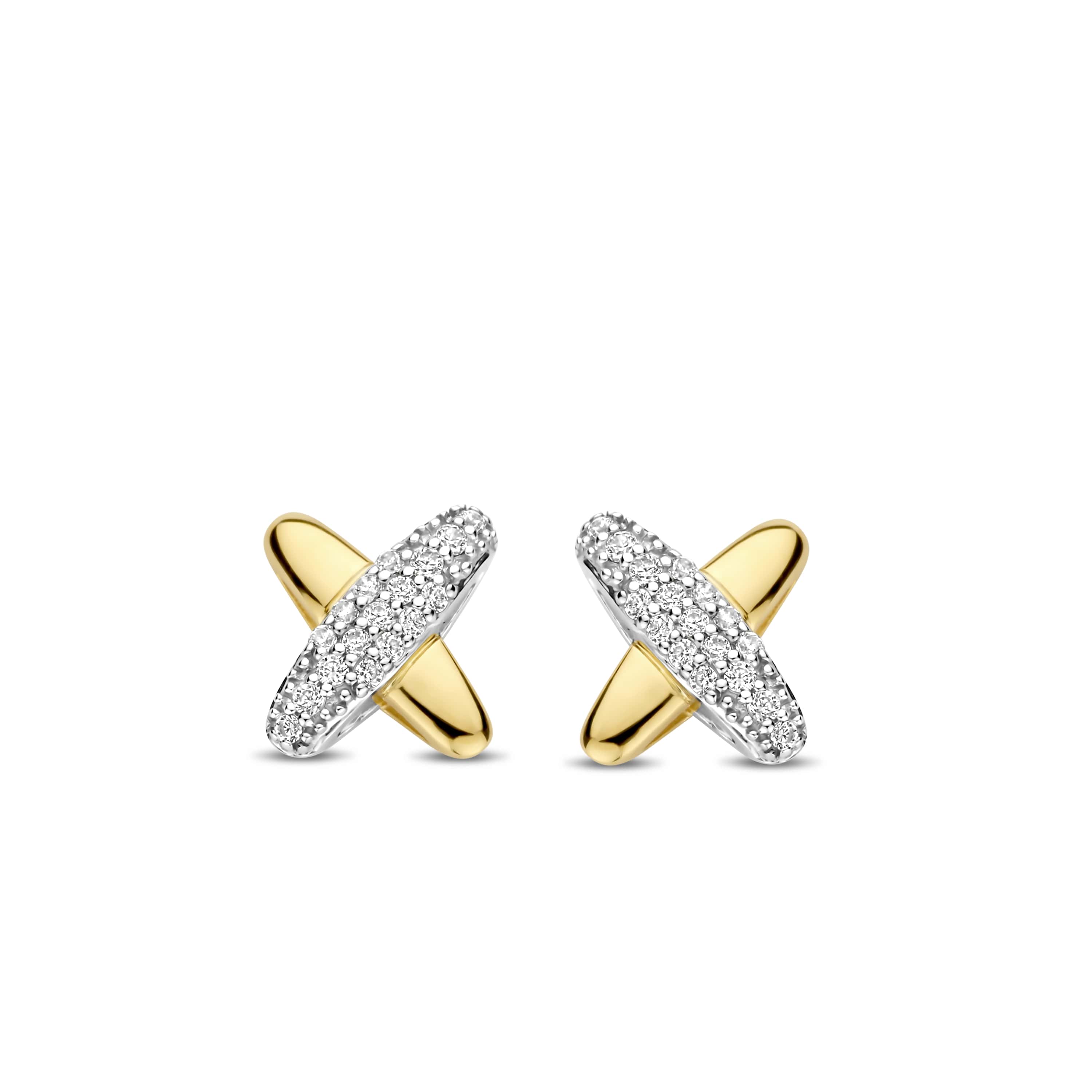 Oorknoppen gold plated met zirkonia - 7982ZY