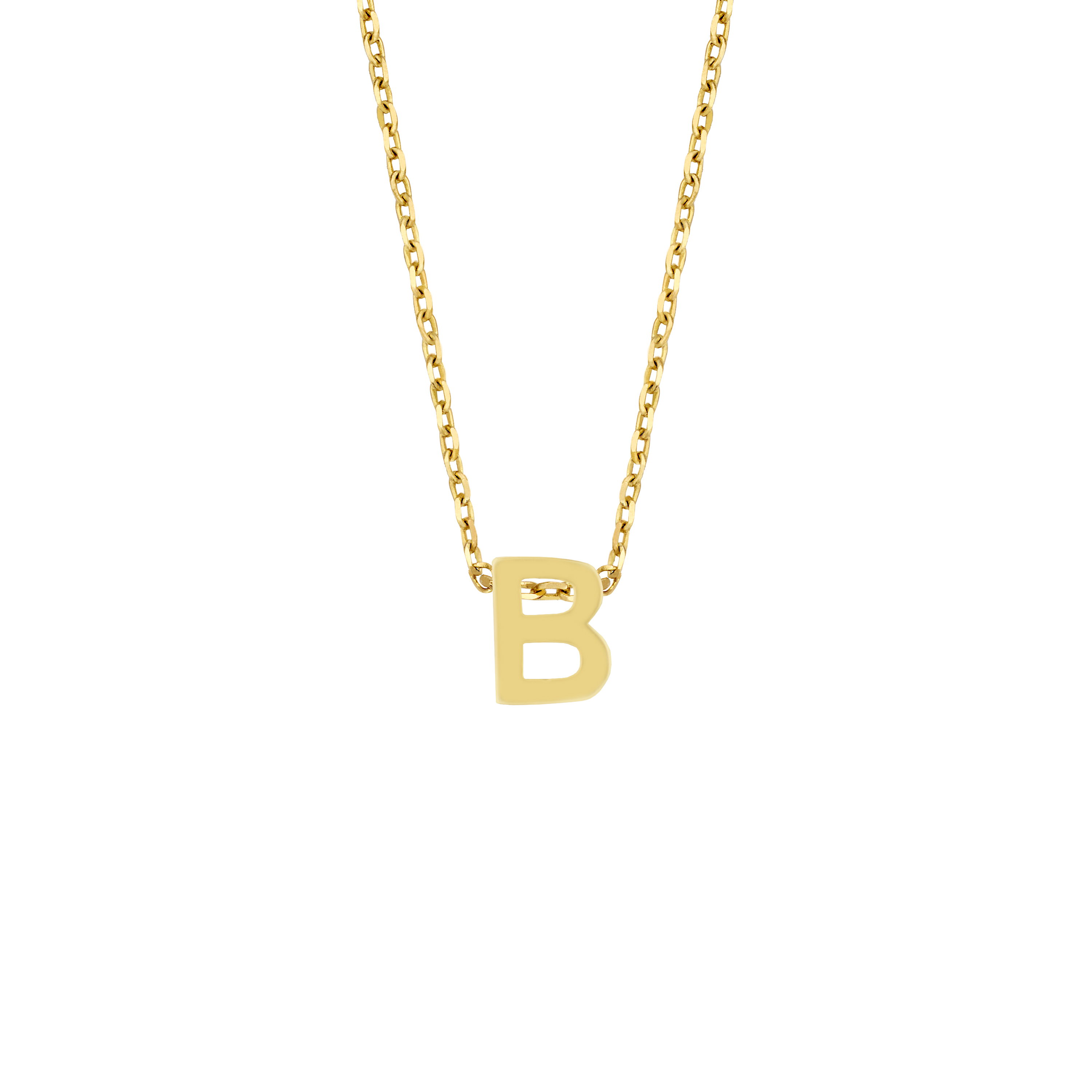 Geelgoud collier met de letter 'B'
