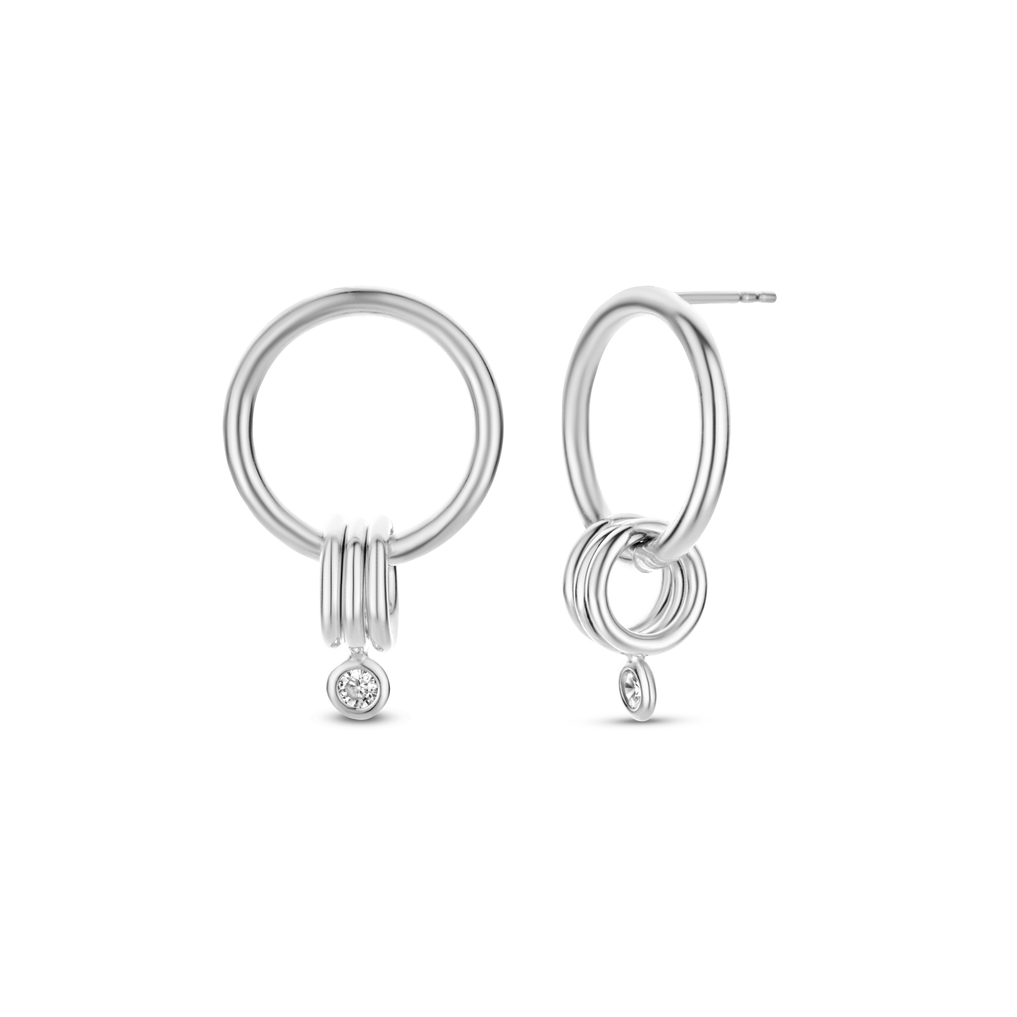 Sterling Zilveren oorbellen met zirkonia ES607-104/R
